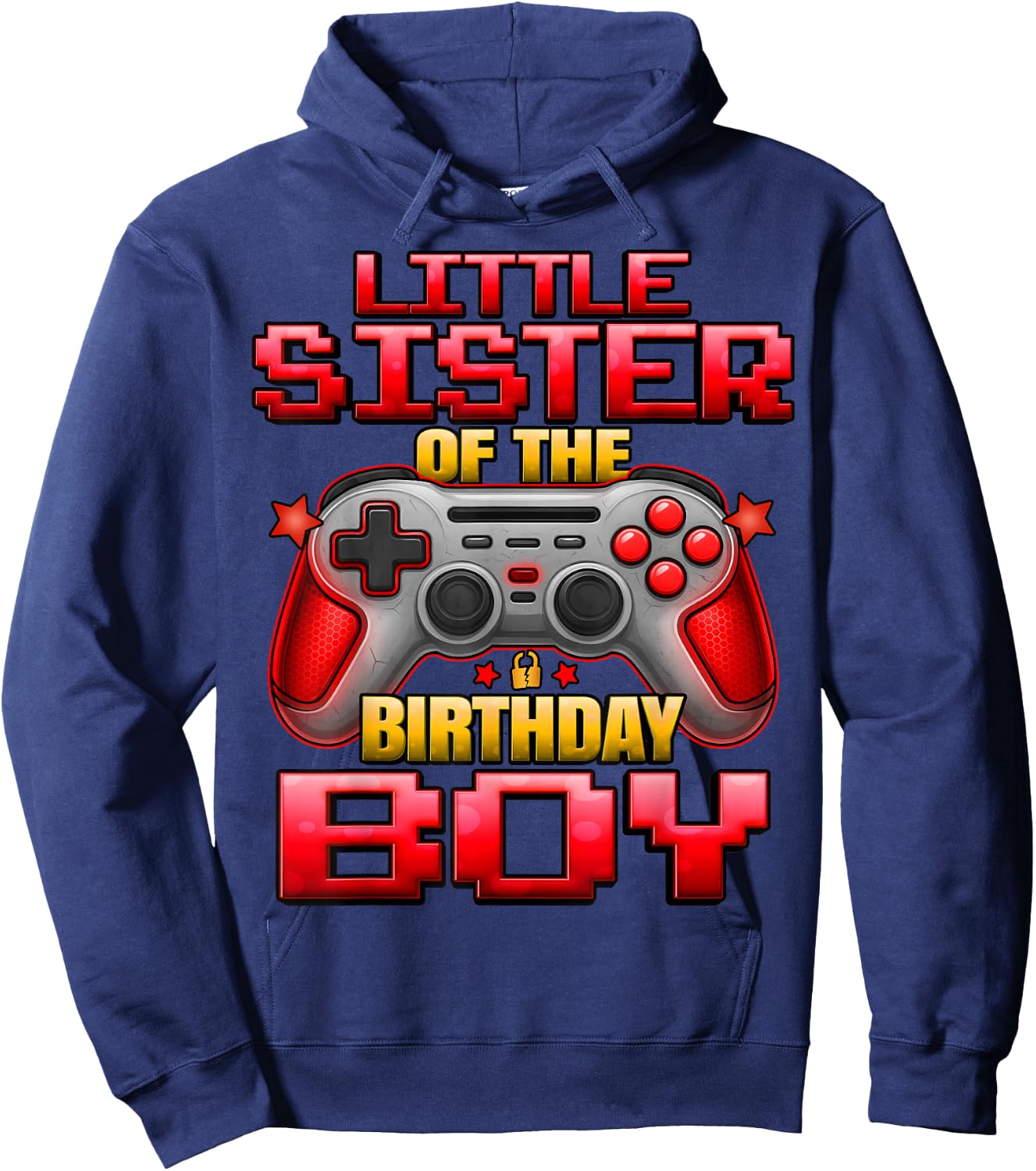 Little Sister of The Birthday Boy Matching Family Lil Sister Hoodie - Hoodie | Navy