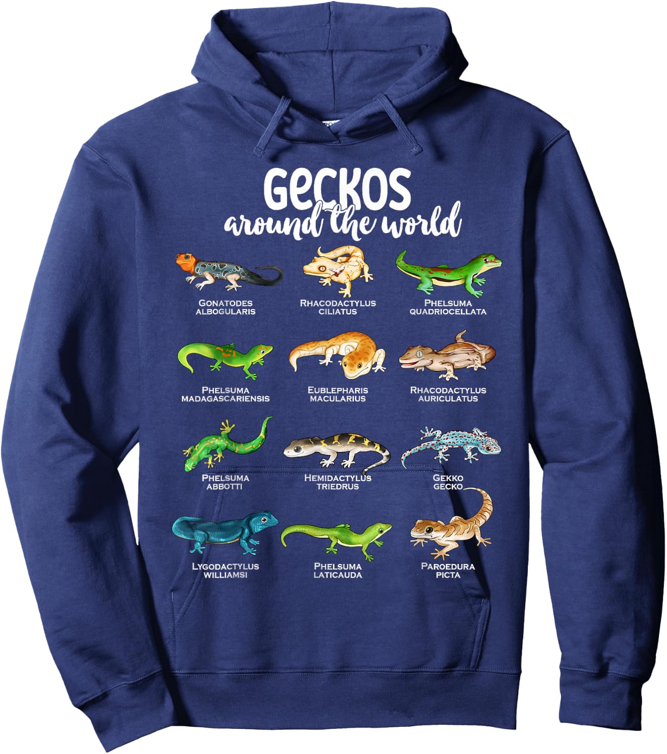 Geckos around the world - Types of Geckos Hoodie - Hoodie | Navy