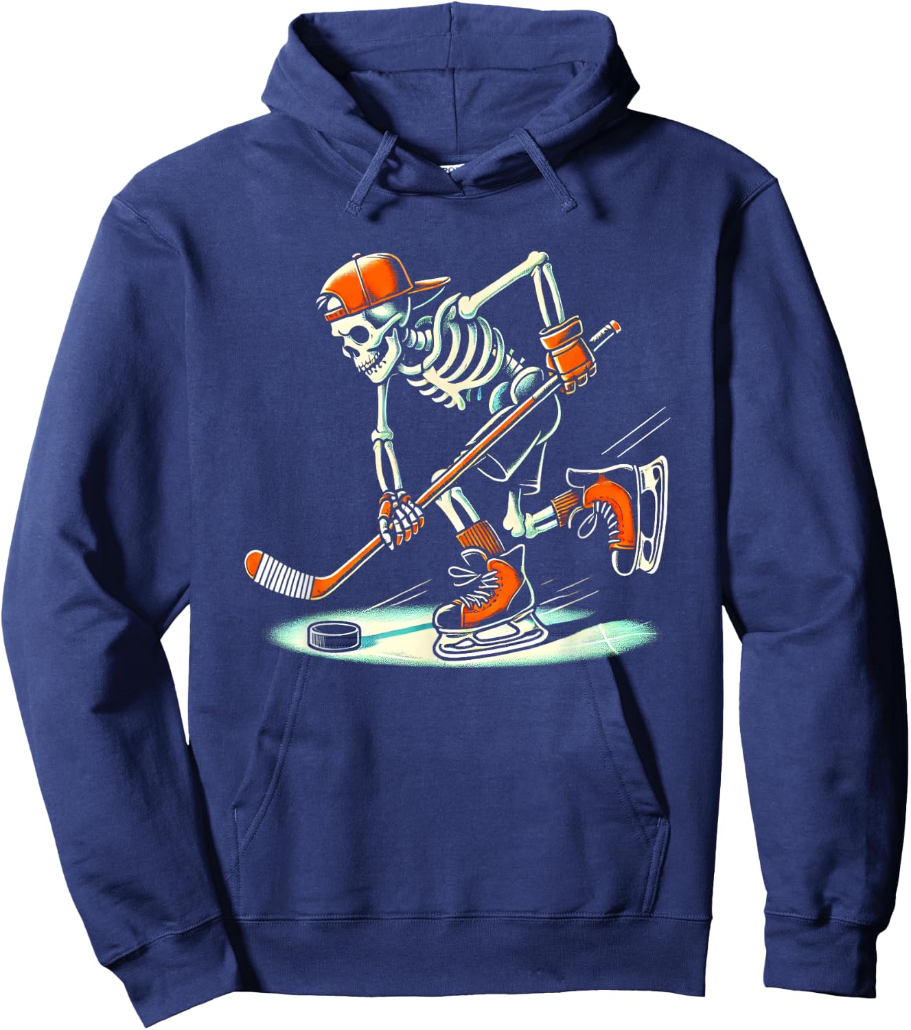Funny Skeleton Hockey Halloween For Ice Hockey Lovers Hoodie - Hoodie | Navy