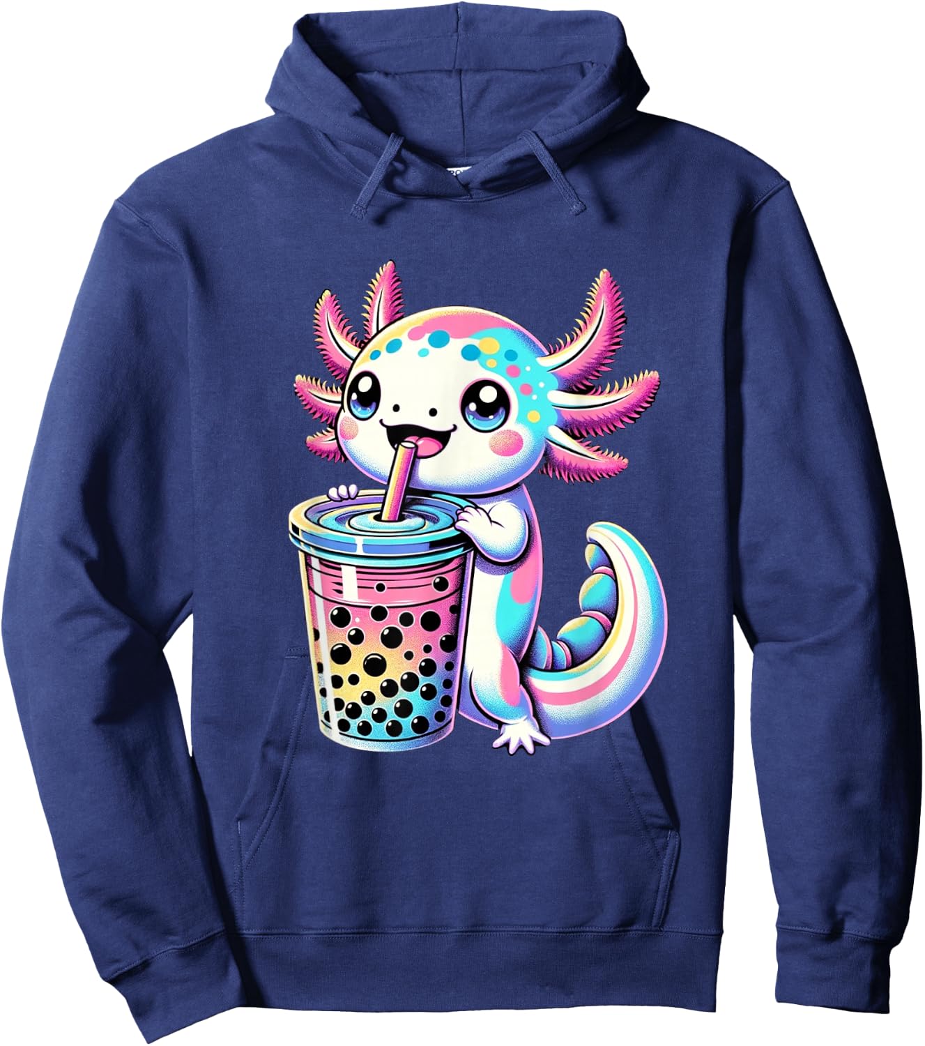 Axolotl Boba Tea Kawaii Neko Japanese Bubble Tea for Girls Hoodie - Hoodie | Navy