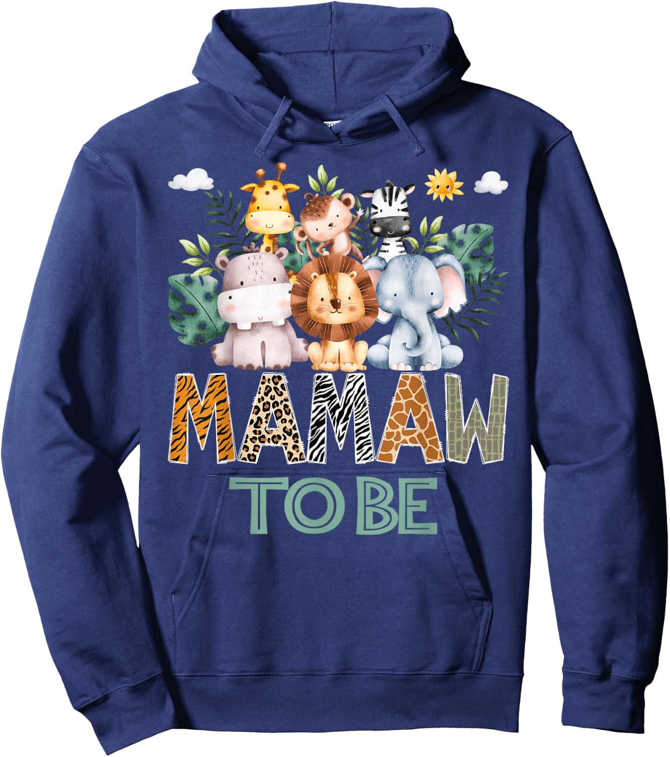 Soon To Be Mamaw Jungle Animal Safari Gender Reveal Hoodie - Hoodie | Navy