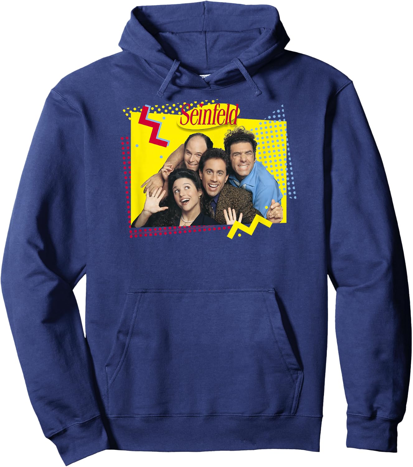 Seinfeld 90's Cast Photo with Squiggles Funny 90's TV Show Hoodie - Hoodie | Navy