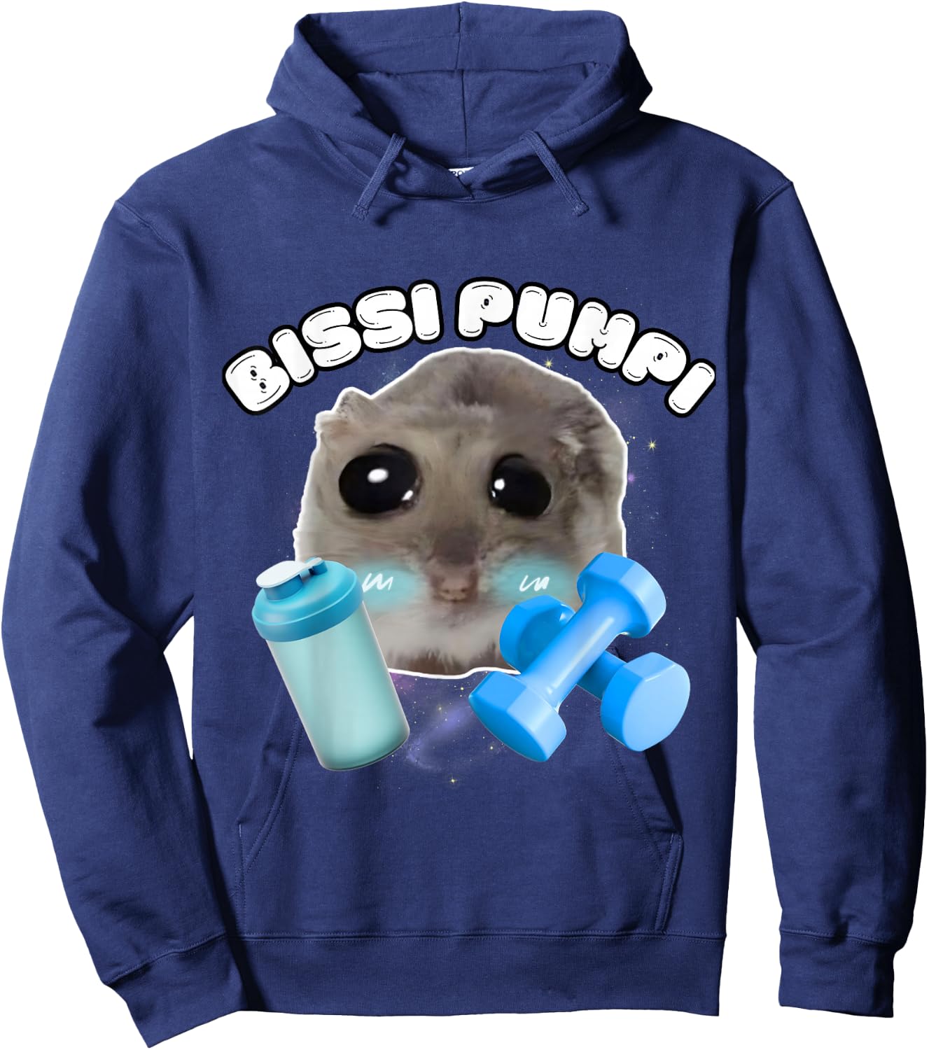 Bissi Pumpi Funny Sad Hamster Cute Hamstie , black Hoodie - Hoodie | Navy