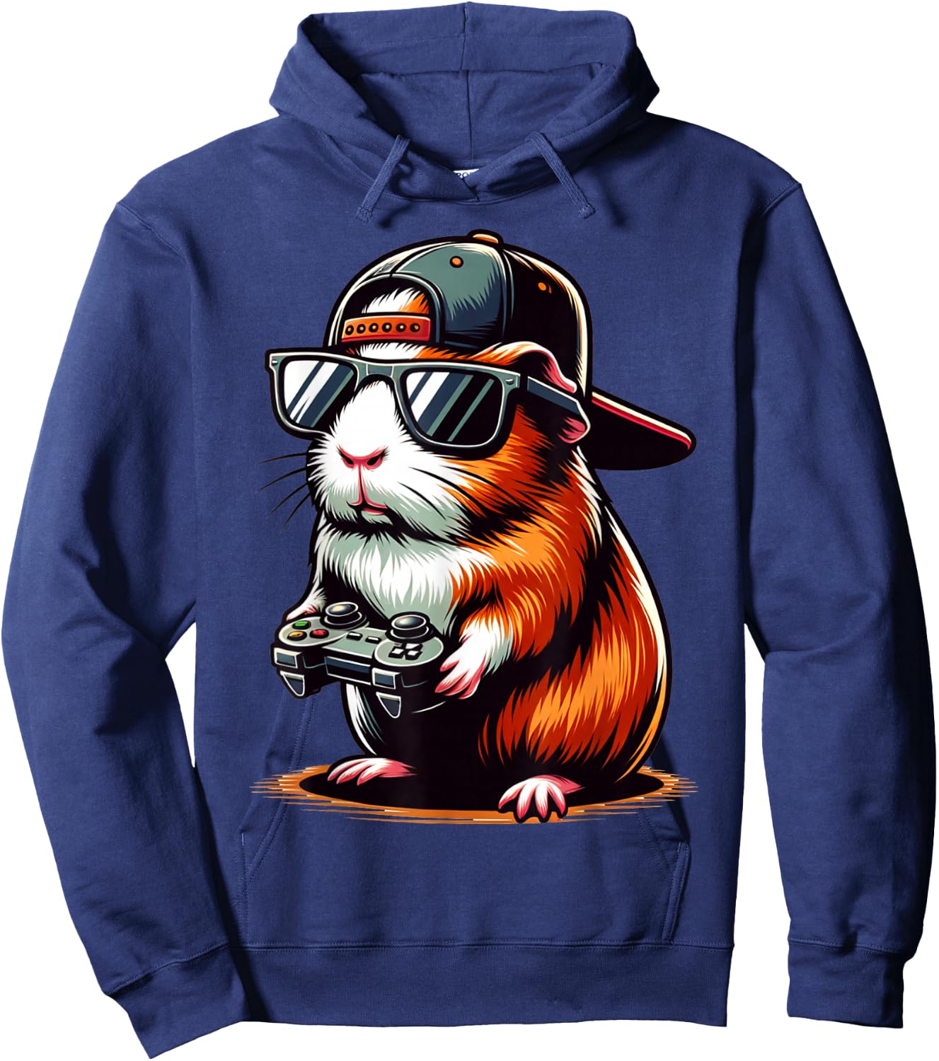 Cool Guinea Pig Playing Video Games. Funny Gamer Guinea Pig Hoodie - Hoodie | Navy