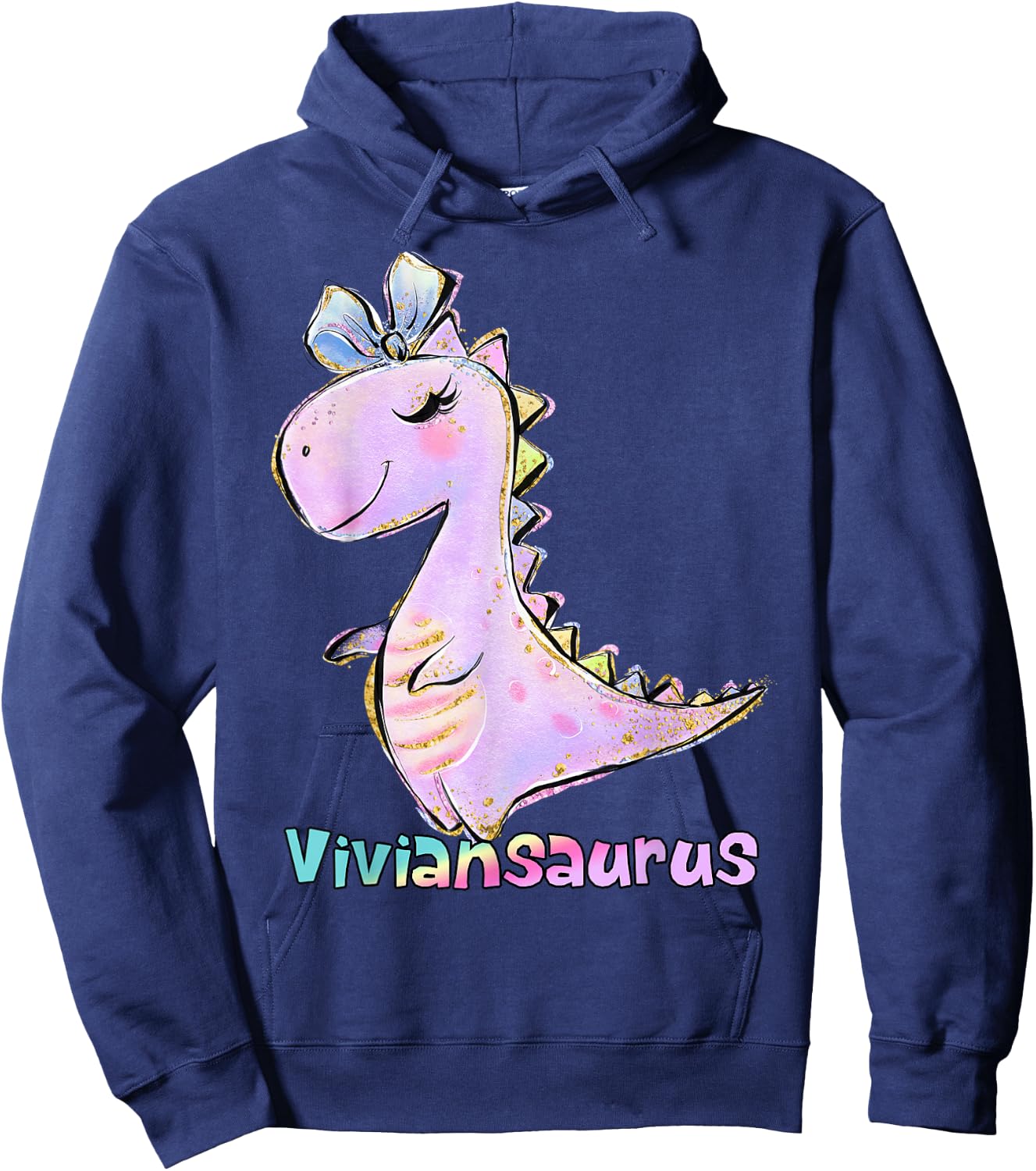 Vivian Name Shirt Girl Dinosaur Birthday Party Viviansaurus Hoodie - Hoodie | Navy