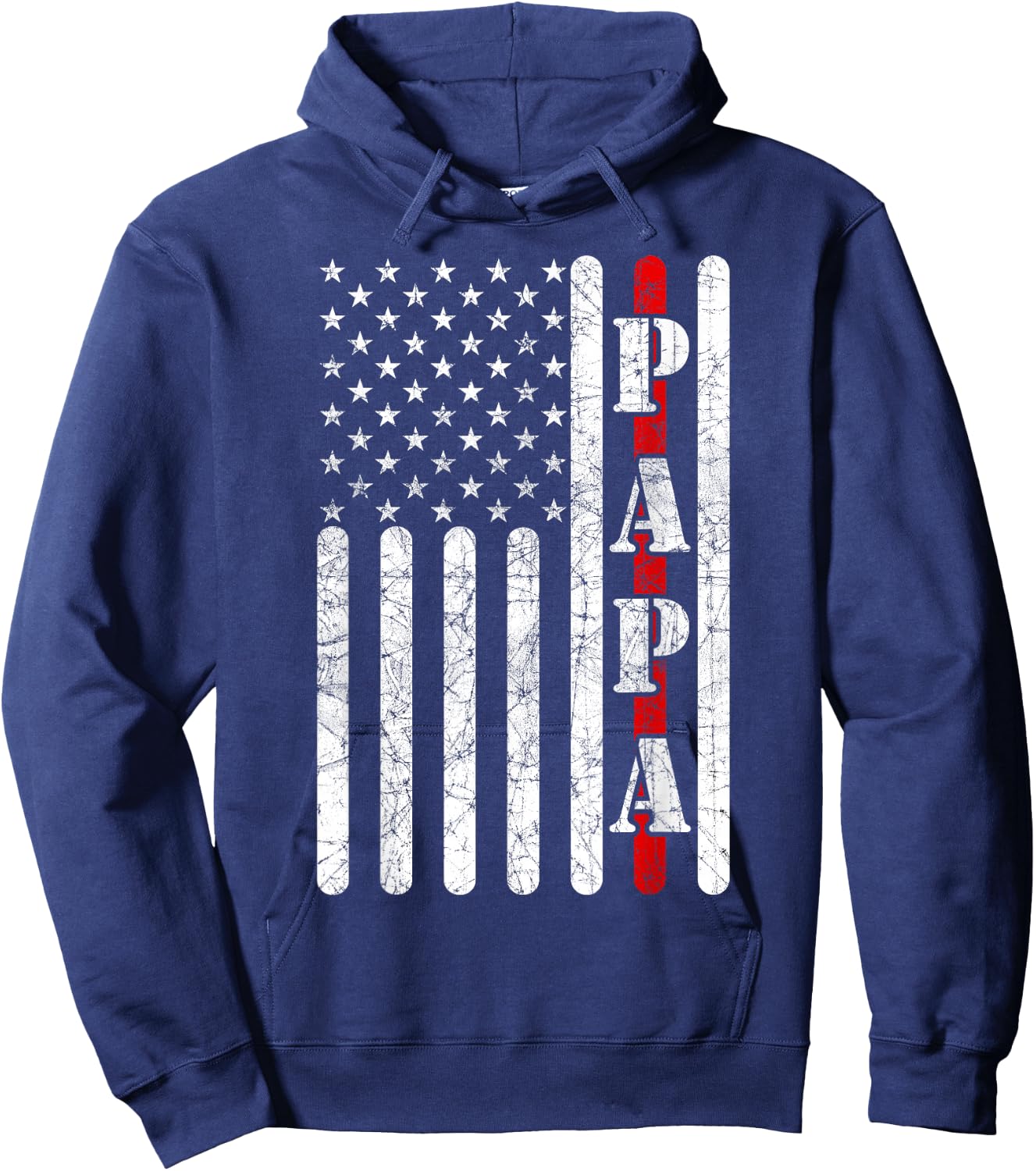 Proud Papa Fathers Day 2021 Red Line Flag Firefighter Funny Hoodie - Hoodie | Navy