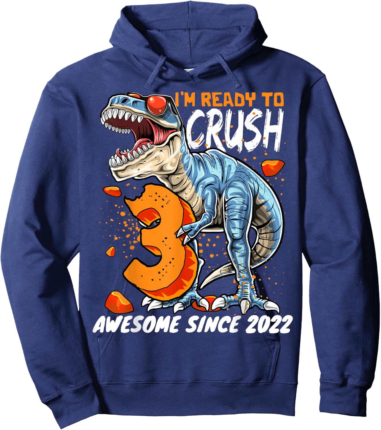 3rd Birthday T Rex Dinosaur Party Boys Rawr I'm 3 Hoodie - Hoodie | Navy