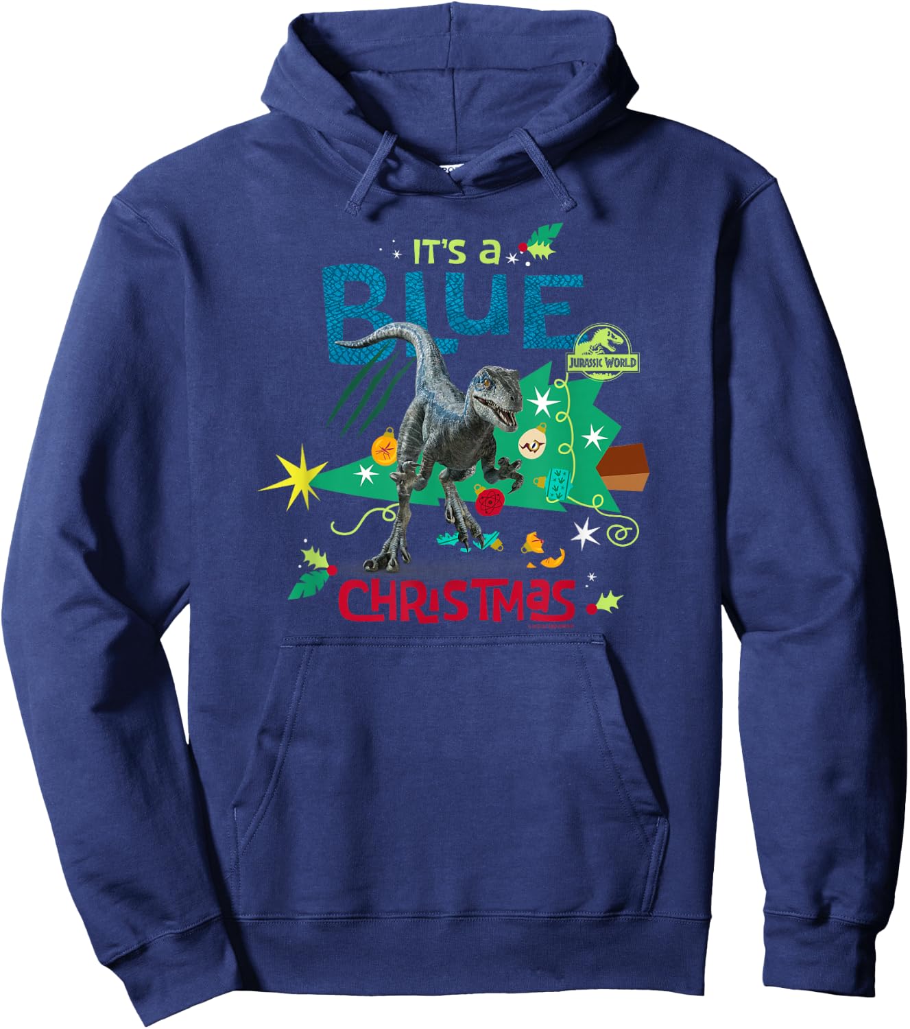 Jurassic World Blue Christmas With Blue The Raptor Hoodie - Hoodie | Navy