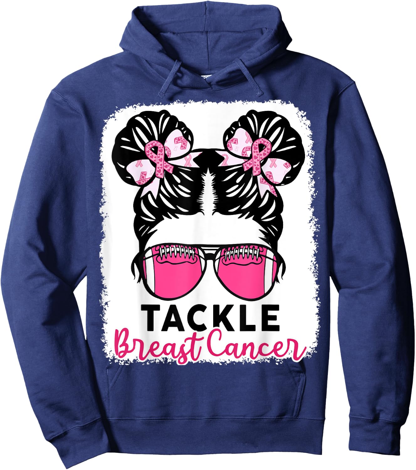 Tackle Breast Cancer Awareness Football Shirt Kid Youth Girl Hoodie - Hoodie | Navy