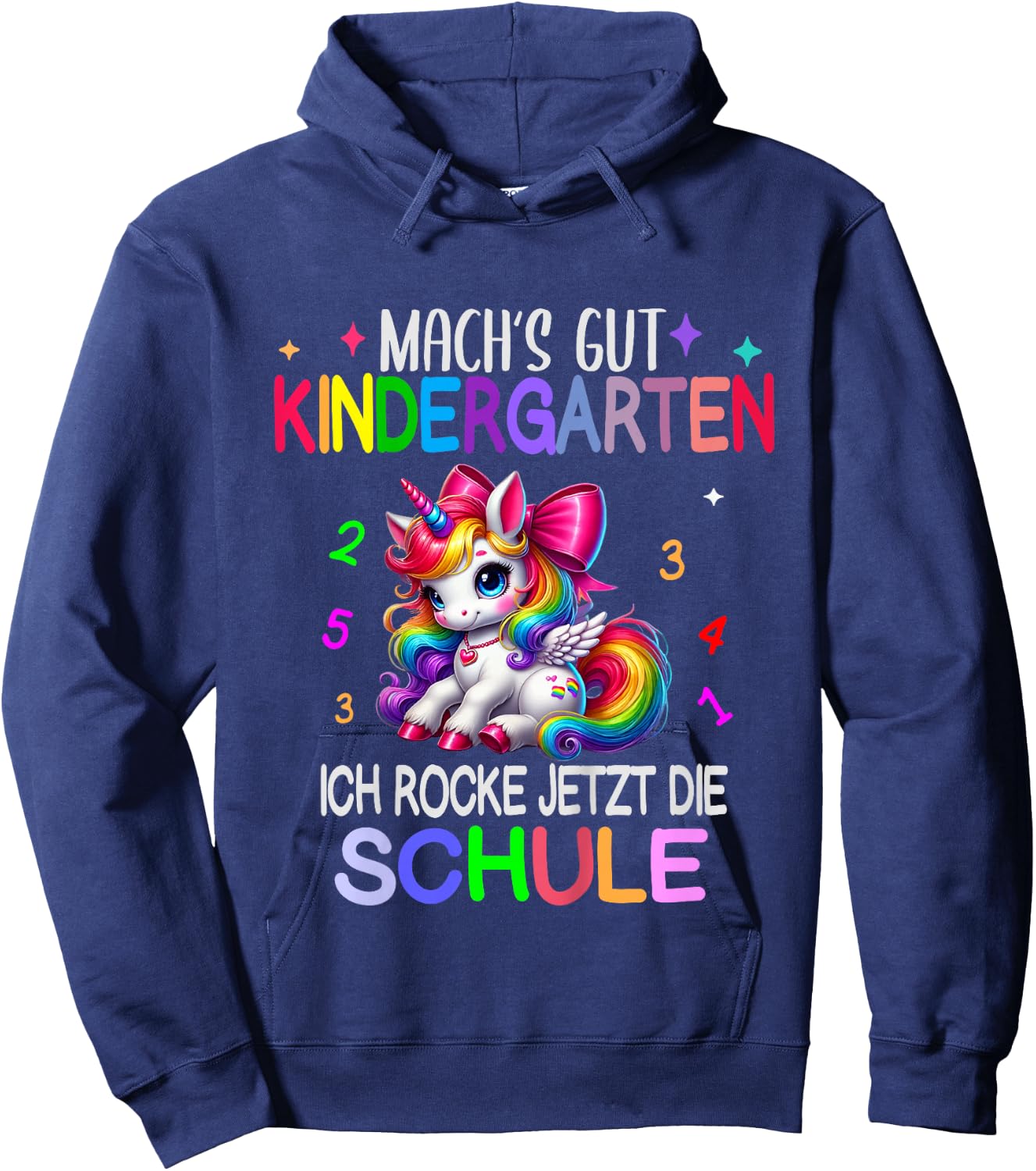 Kinder Ich Rocke jetzt die Schule Kita Abgänger Schulanfang Einhorn Hoodie - Hoodie | Navy