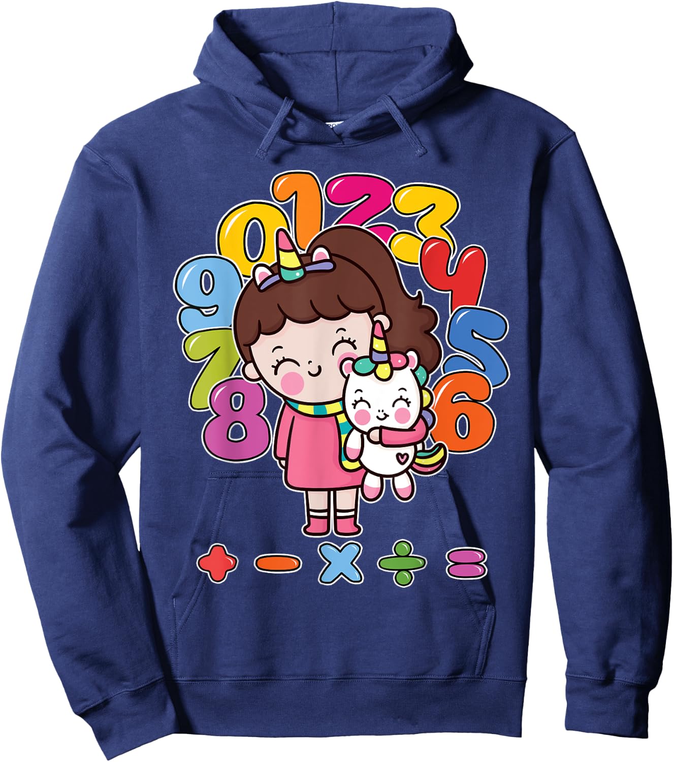 Number day maths day unicorn girl kids costume number day Hoodie - Hoodie | Navy