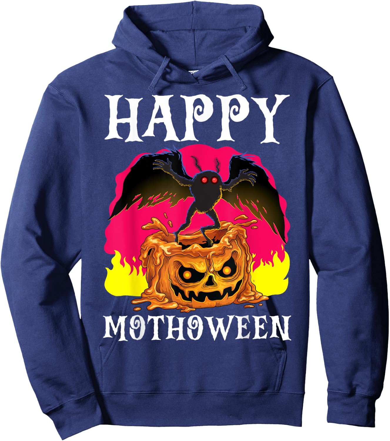 Happy Mothoween Halloween Mothman Folklore Creepy Cryptid Hoodie - Hoodie | Navy