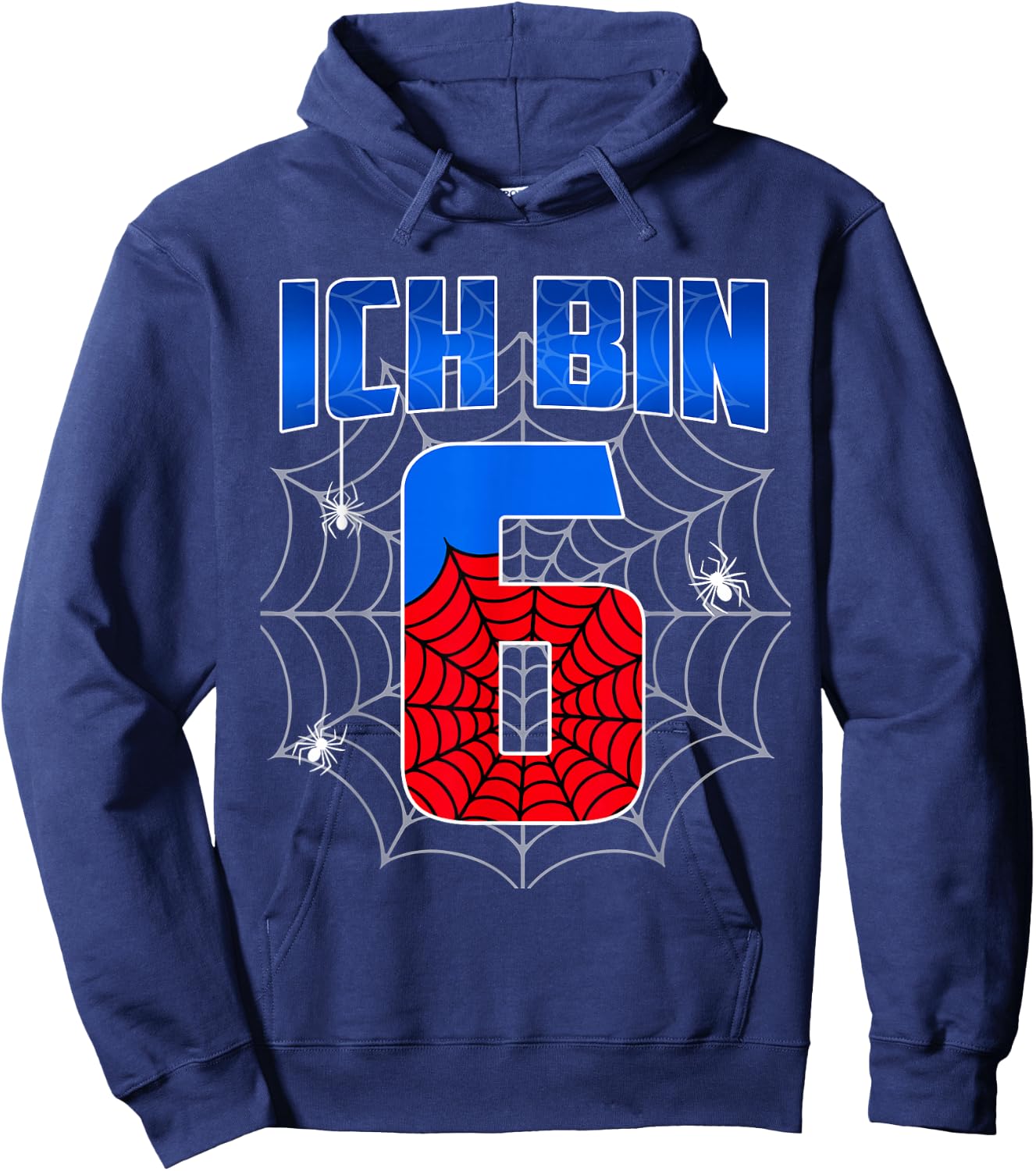 Ich bin 6 Jahre alt Spinnennetz 6th Geburtstag Kinder Boy , black Hoodie - Hoodie | Navy