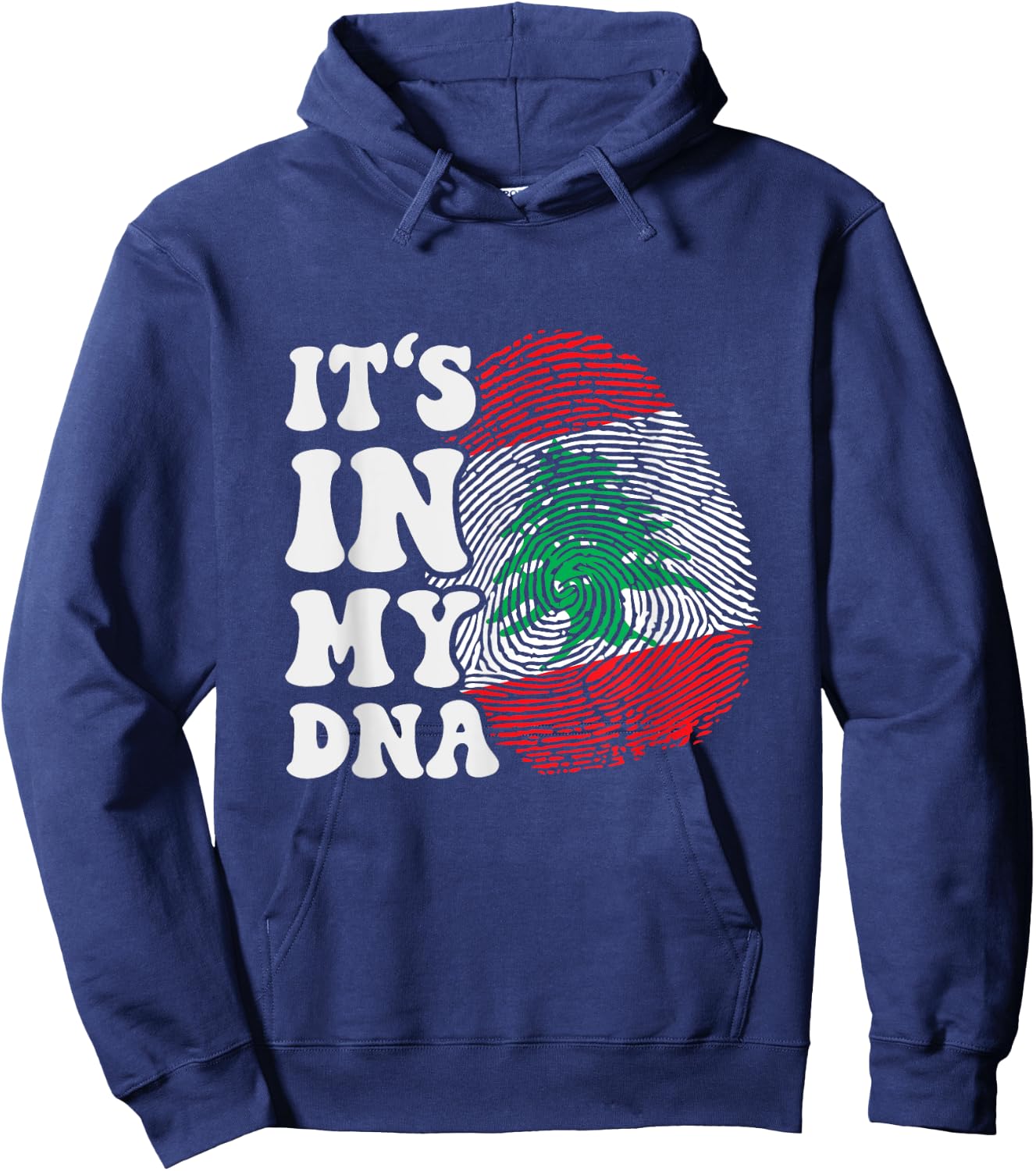 Funny It's in My DNA Flag of Lebanon Fingerprint , Black, S Hoodie - Hoodie | Navy