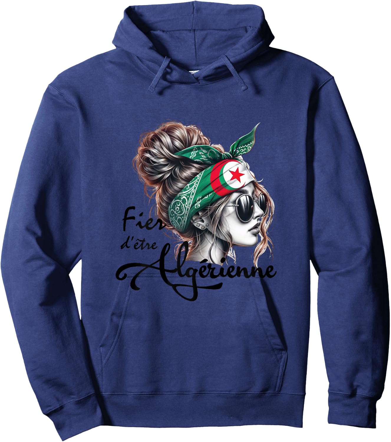 Proud to be Algerian Woman Girl Gift Algerian Flag , white, Female X-Small Hoodie - Hoodie | Navy