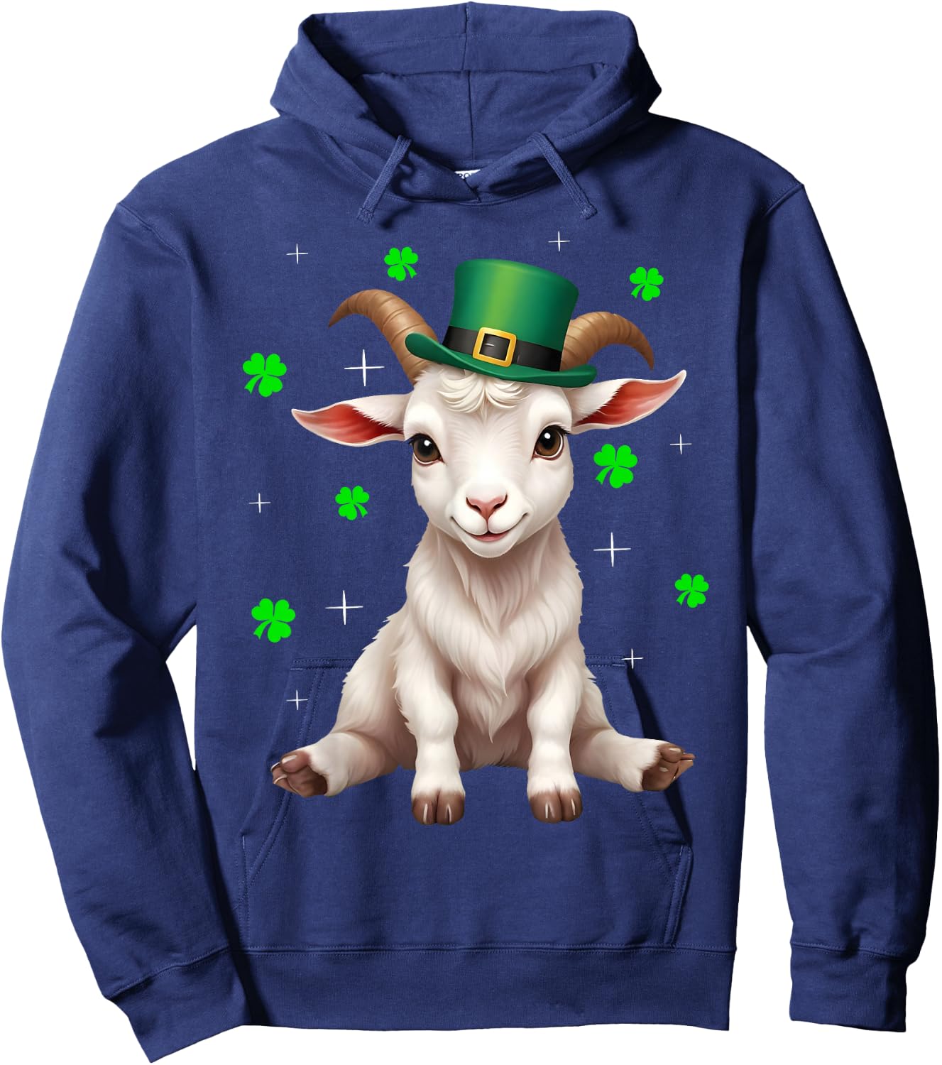 Irish Shamrock Leprechaun Hat Goat St Patrick's Day Hoodie - Hoodie | Navy