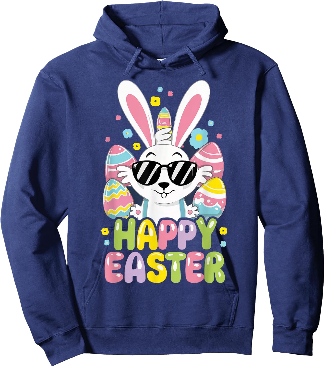 Cute Happy Easter Bunny Rabbit Face Boys Kids Hoodie - Hoodie | Navy