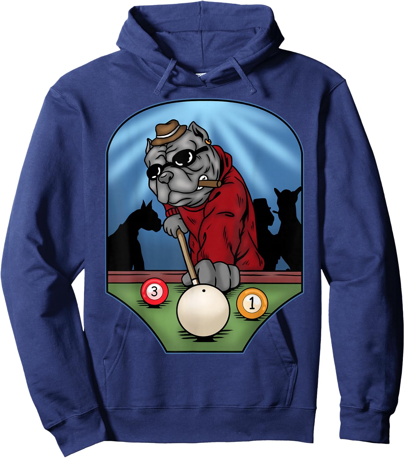 Funny Billiard Pool Player American Bully Dog Billiards Hoodie - Hoodie | Navy