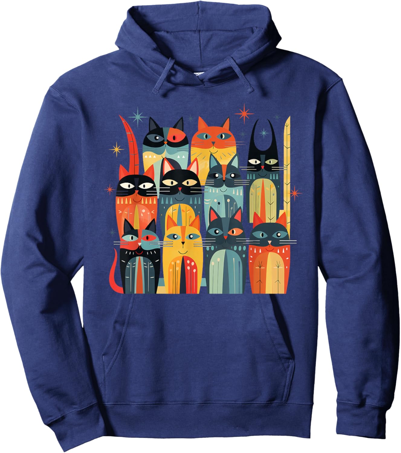 Vintage Retro Mid Century Modern Look Cats 50s 60s Style Hoodie - Hoodie | Navy