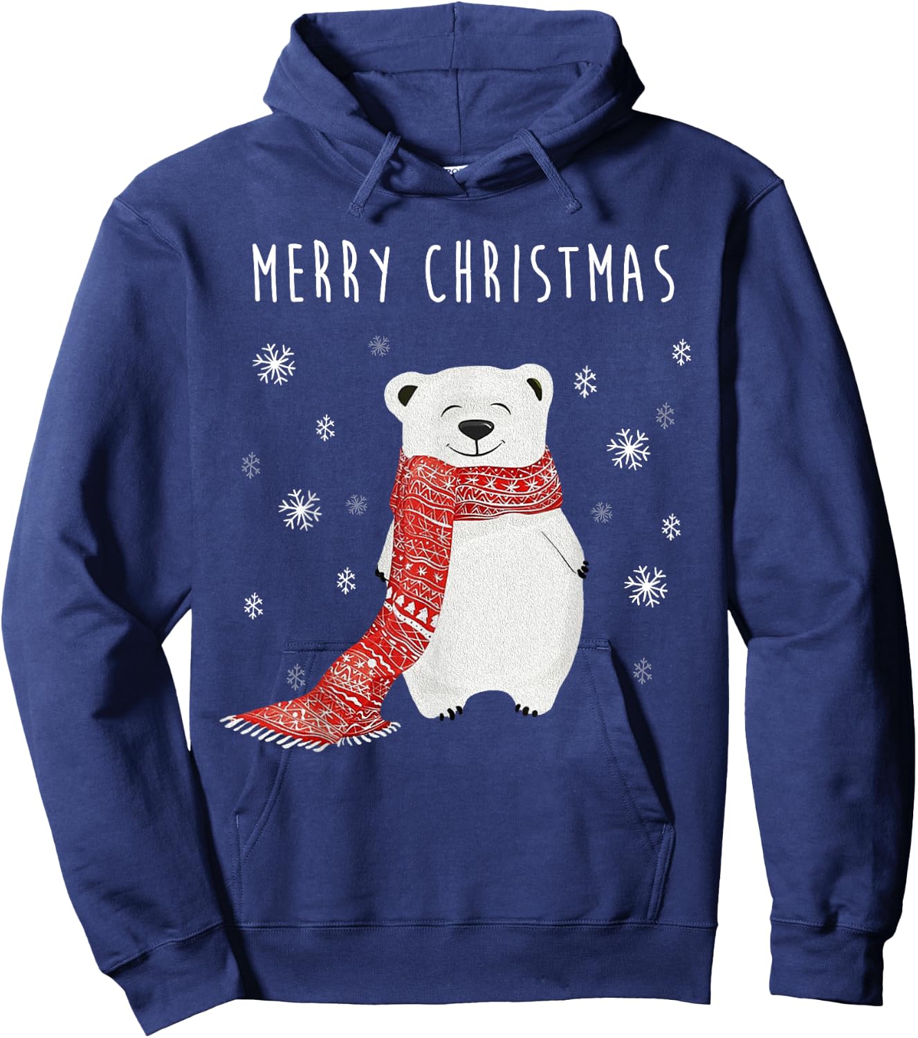 Cute Polar Bear Scarf Merry Christmas Xmas Holidays Gift Hoodie - Hoodie | Navy