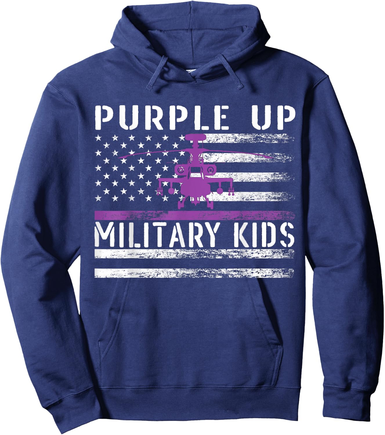 Purple Up Military Kids Helicopter Pilot Military Child Flag Hoodie - Hoodie | Navy