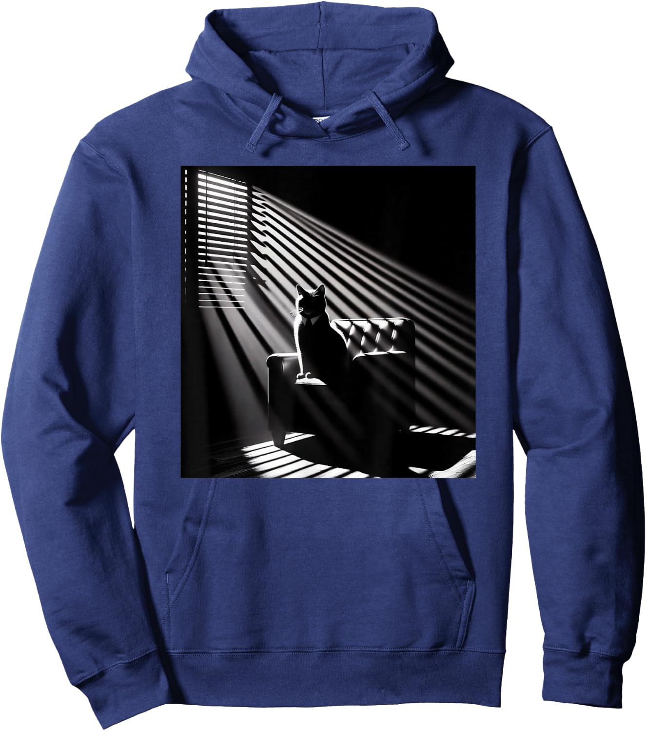 A Cat Sitting In A Chair Film Noir Atmosphere Women Hoodie - Hoodie | Navy