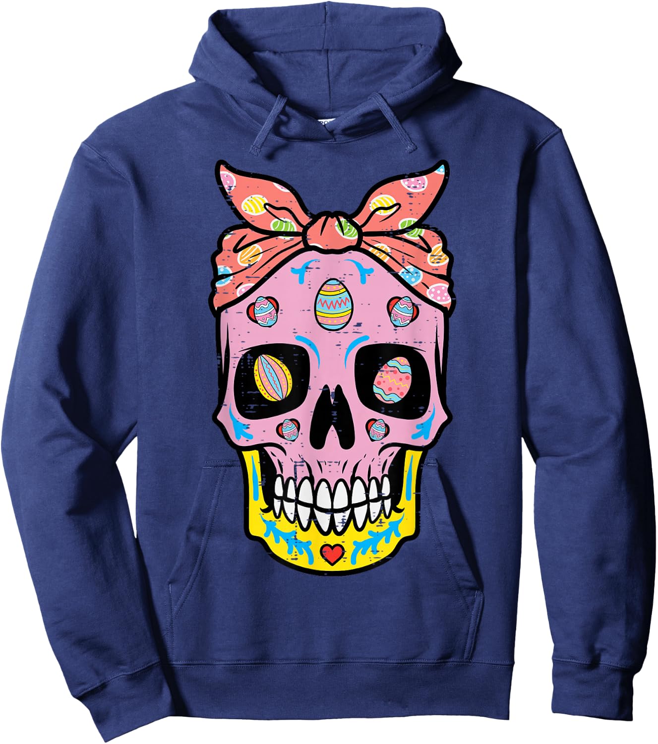 Easter Sugar Skull Eggs Bandana Mexican Mom Women Girls Kids Hoodie - Hoodie | Navy