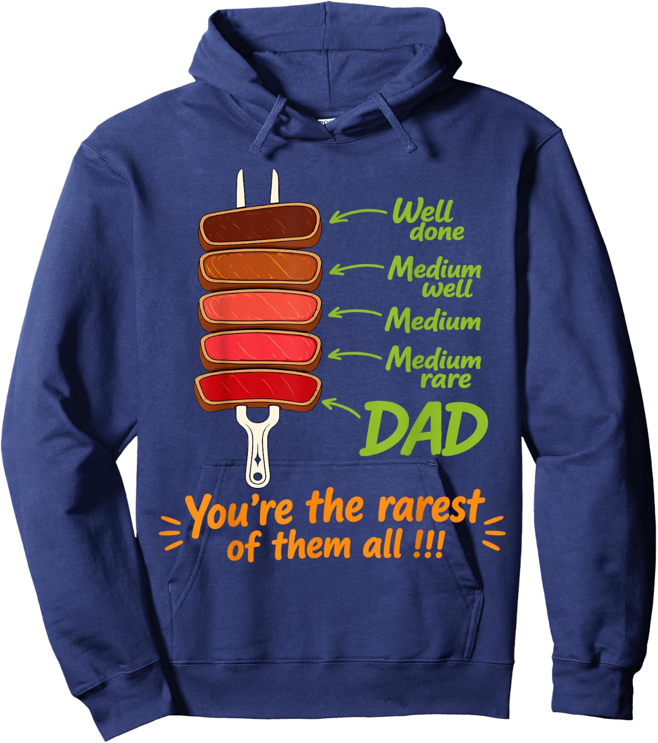Steak BBQ Dad You're The Rarest of Them All Fathers Day Hoodie - Hoodie | Navy