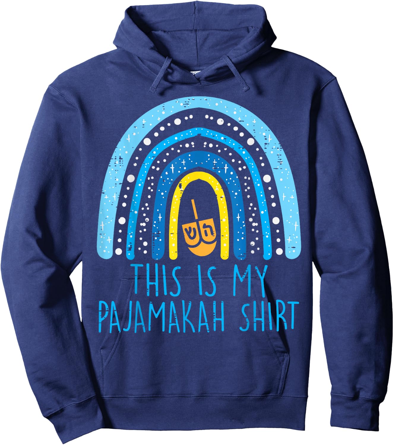 This Is My Pajamakah Shirt Rainbow Hanukkah PJs Women Children Hoodie - Hoodie | Navy