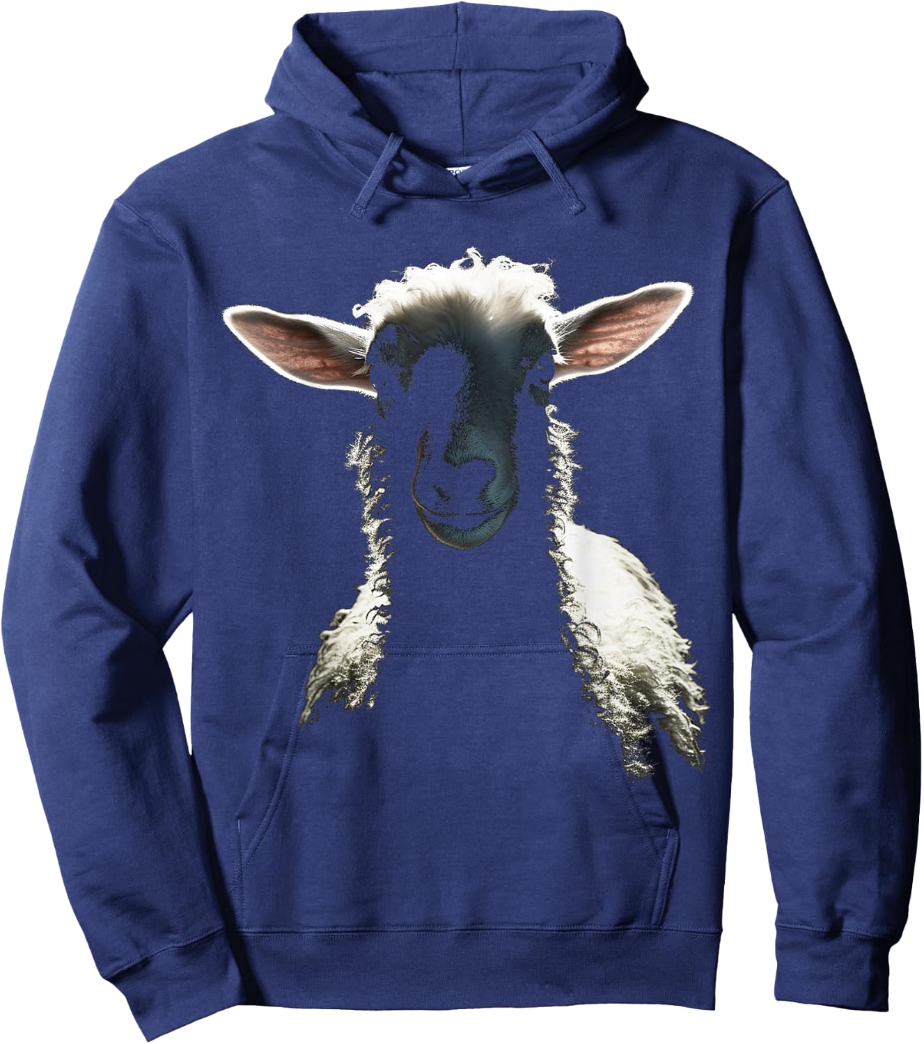 Sheep Portrait Animal Motif Illustration Sheep Hoodie - Hoodie | Navy