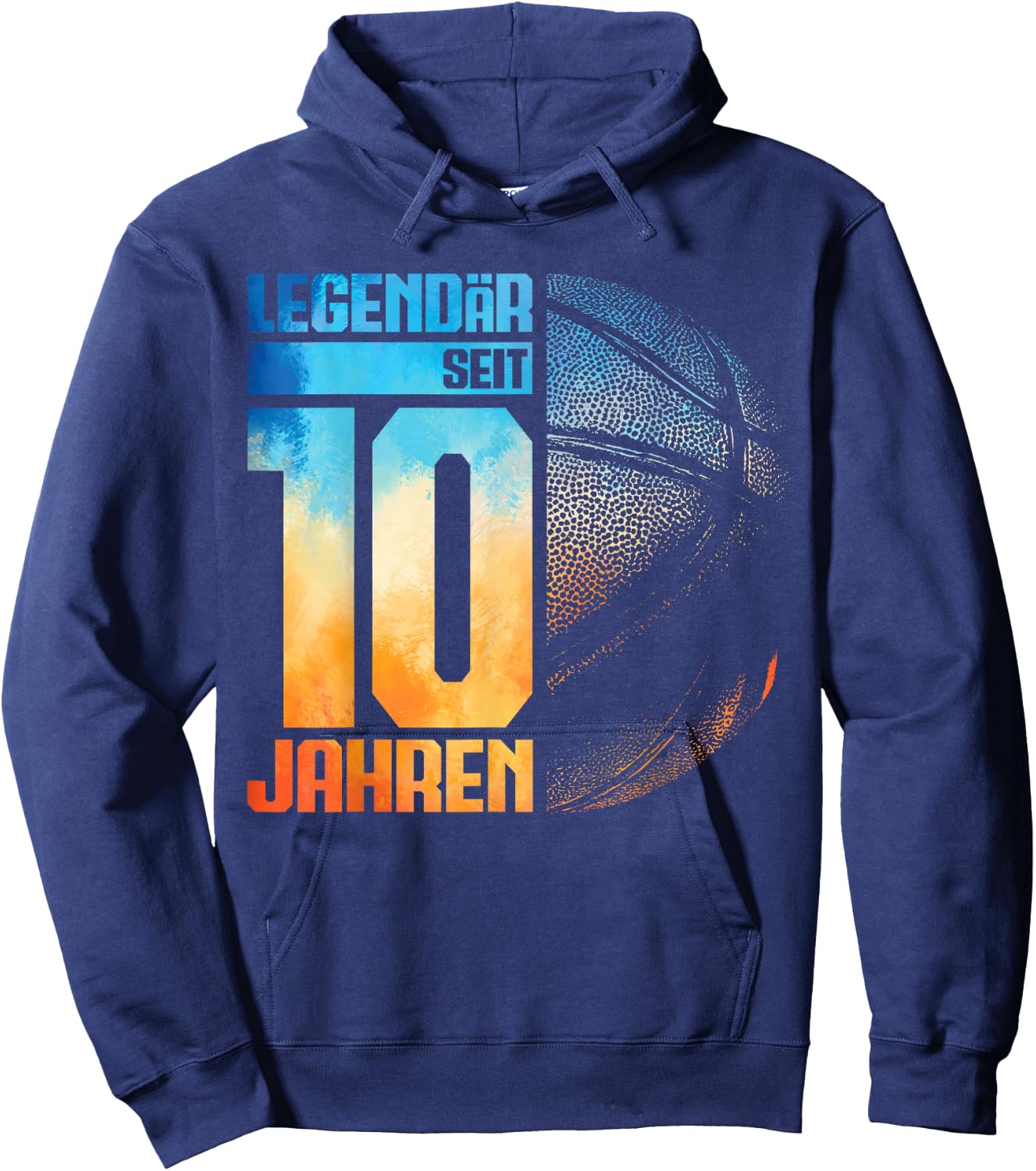 10th Birthday Retro Basketball Player 10 Years Boy Child , black Hoodie - Hoodie | Navy
