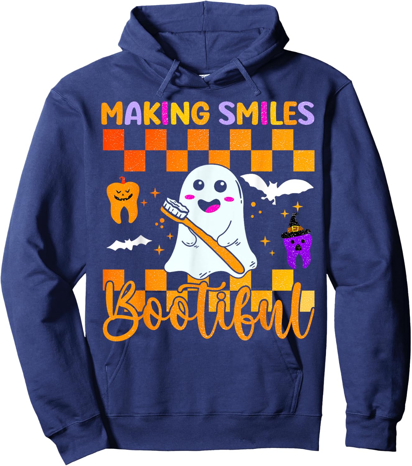 Making Smiles Bootiful Halloween Dentist Funny Ghost Dental Hoodie - Hoodie | Navy