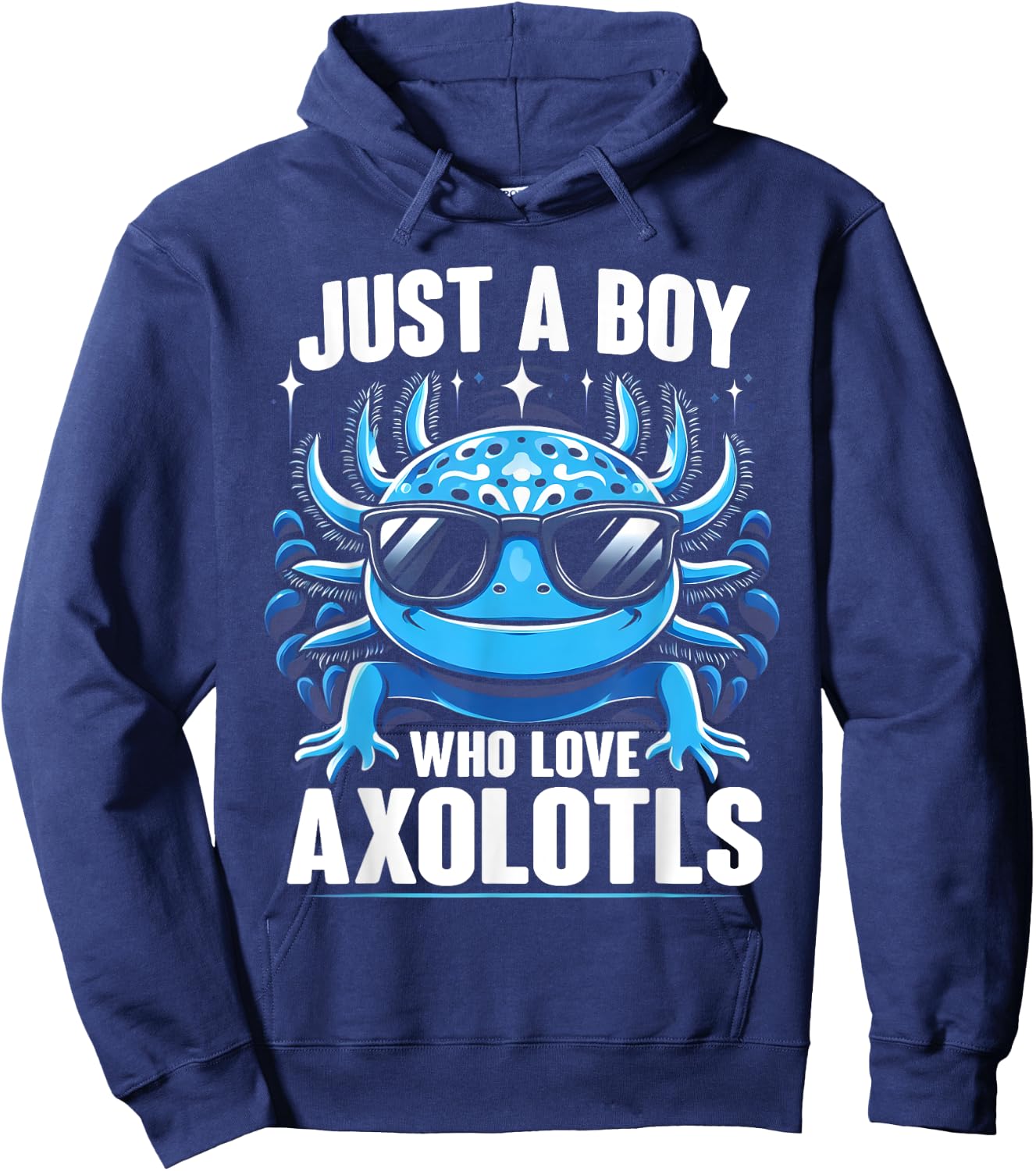 Just A Boy Who Loves Axolotls Kids Boys Cute Axolotl Hoodie - Hoodie | Navy