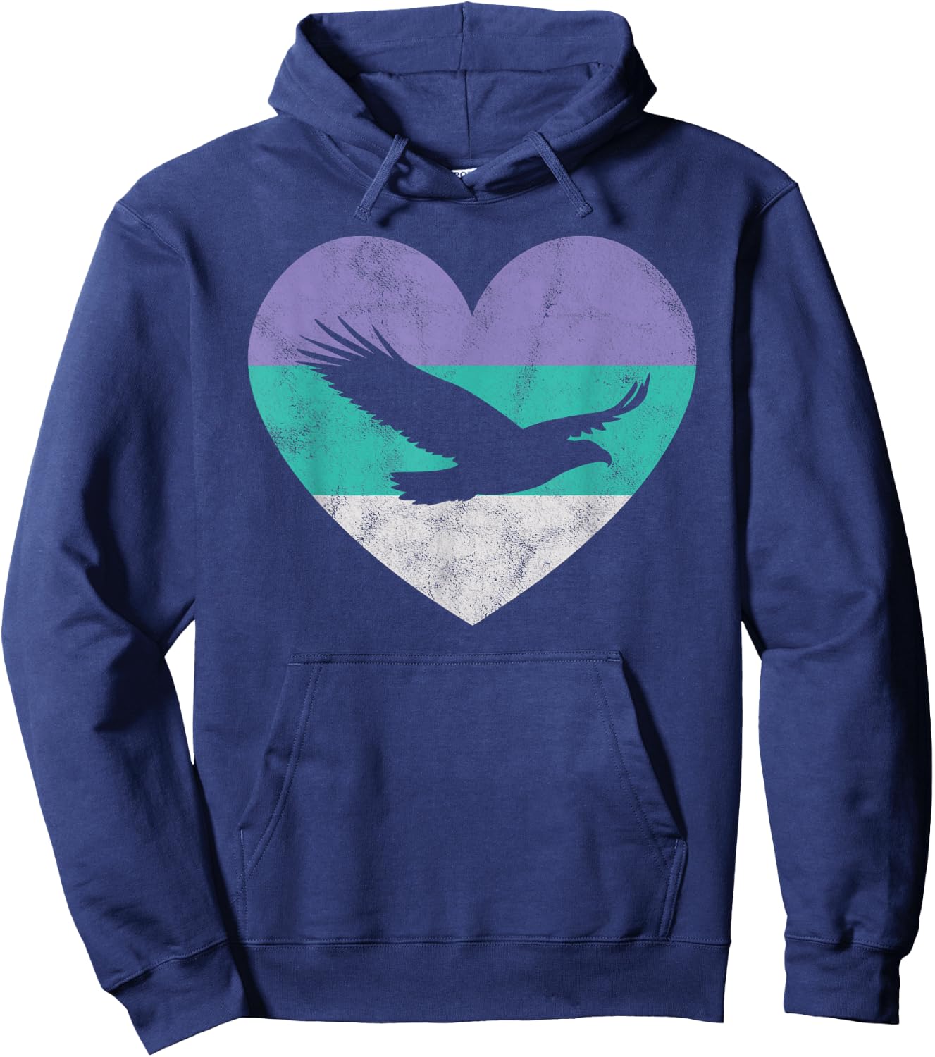 Animal Pet Shirts And Retro Vintage Gifts Women's Black Bald Eagle Heart Hoodie - Hoodie | Navy