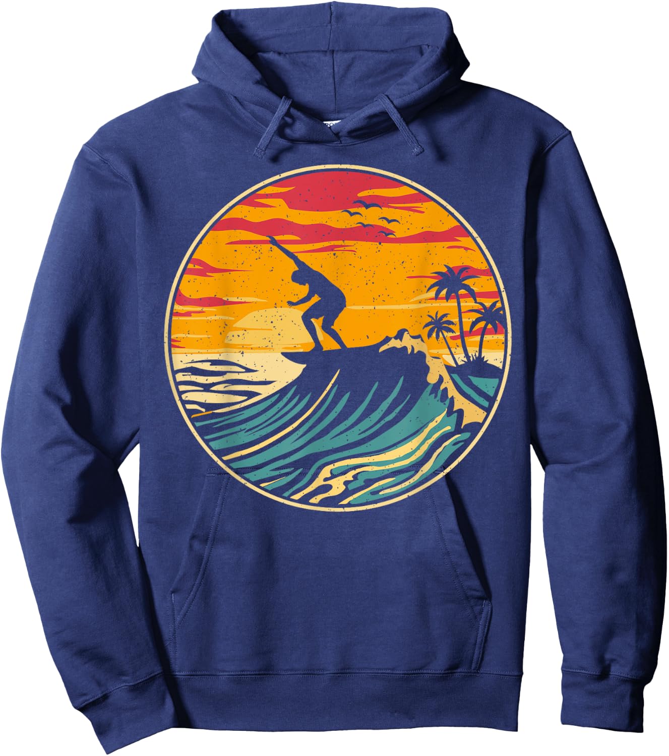 Beach Surfing Surfboard Vintage Surfer Retro Beach Surf Hoodie - Hoodie | Navy