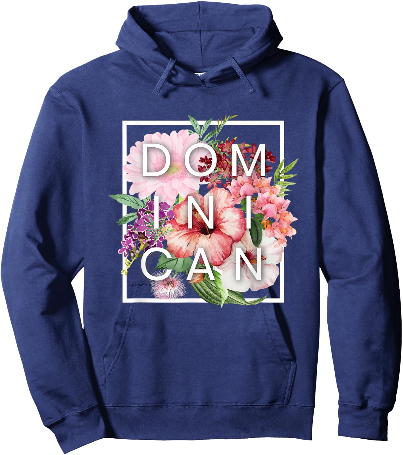 Flowers of Dominican Republic Word Art - Dominican Pride Hoodie - Hoodie | Navy