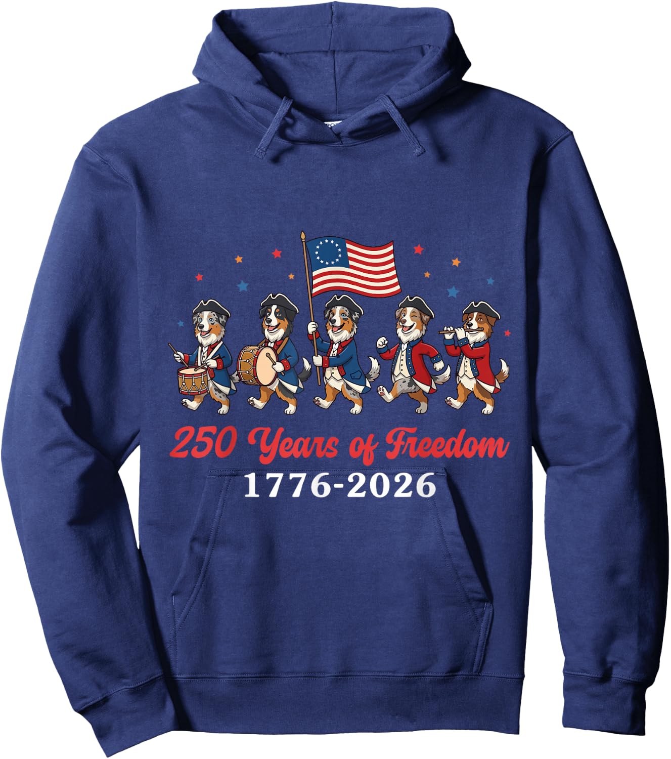 Australian Shepherd Dog 250 Yrs of Freedom 1776 2026 Patriot Hoodie - Hoodie | Navy