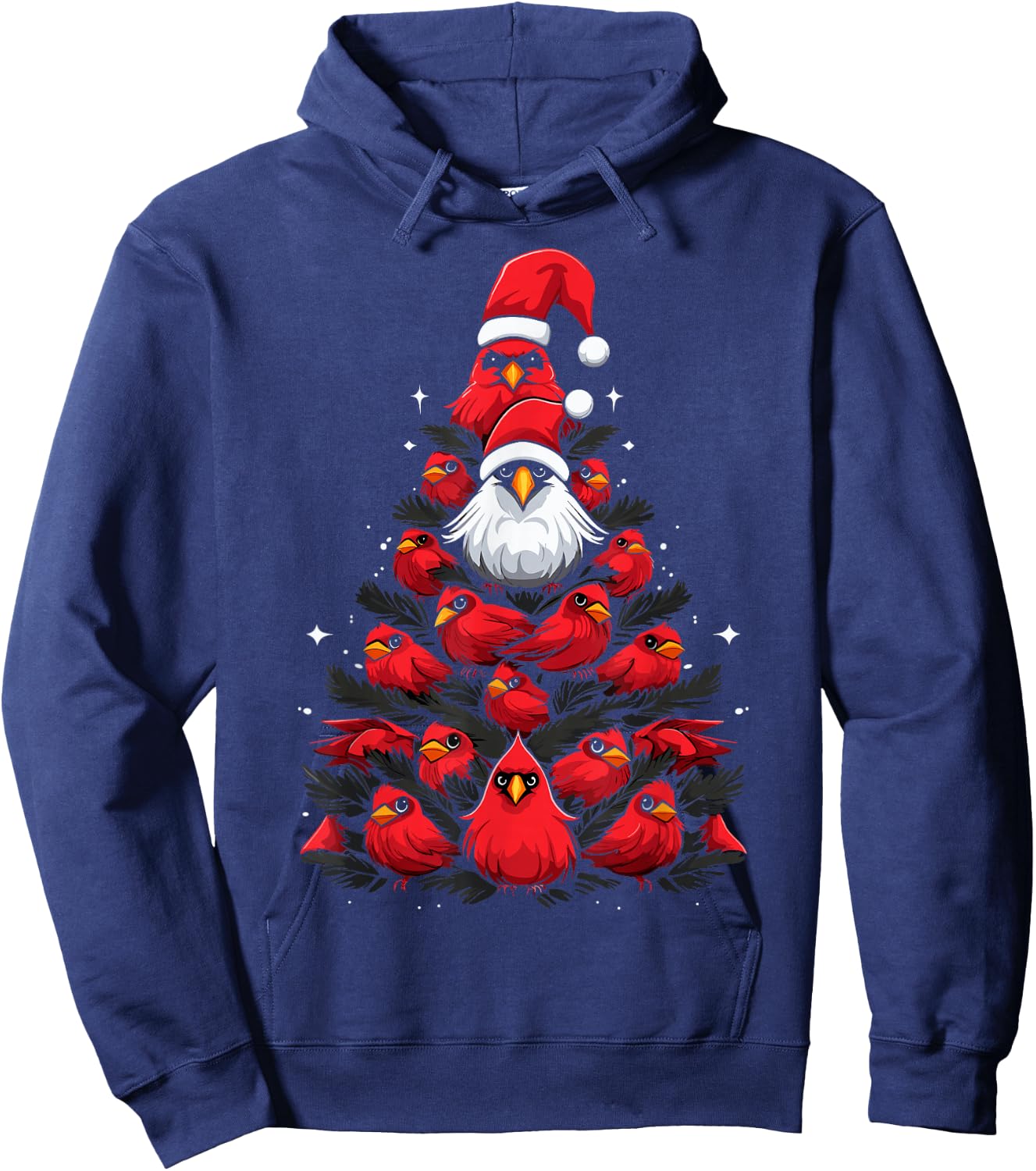 Cardinals Bird Christmas Tree Funny Cardinals Xmas Hoodie - Hoodie | Navy