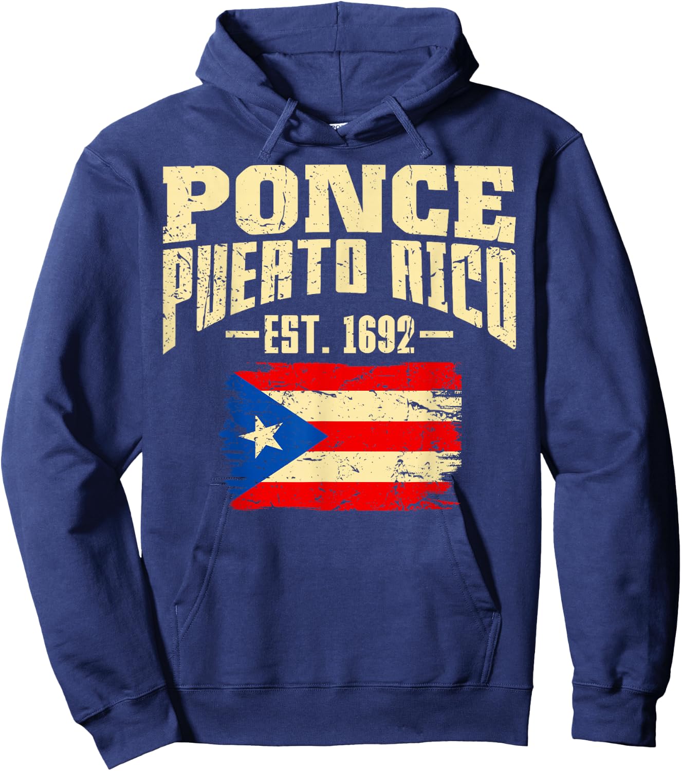 Ponce Puerto Rico Hispanic Heritage Rican Flag Boricua Hoodie - Hoodie | Navy