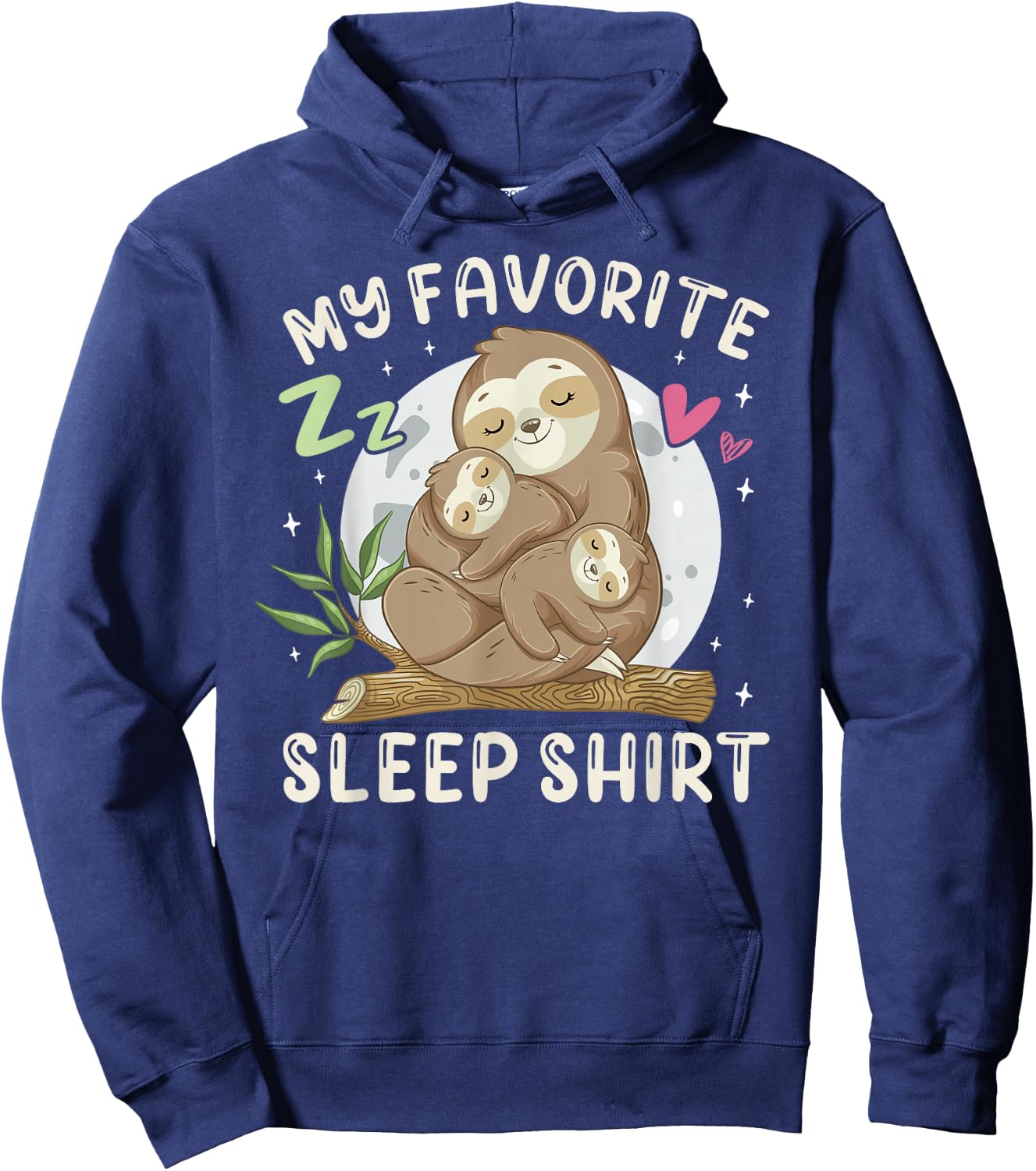 My Favorite Sleep Shirt, Sleeping Sloth with 2 Babies Hoodie - Hoodie | Navy