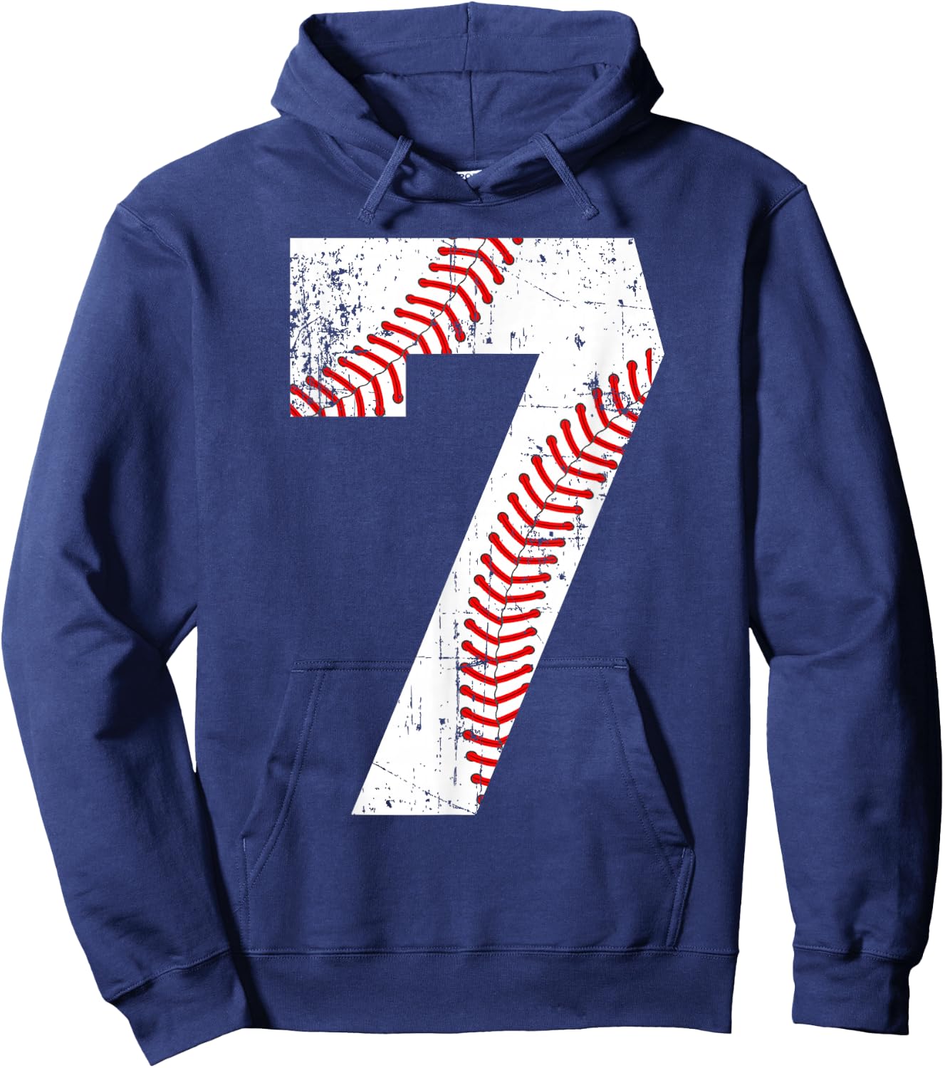 Vintage Baseball 7 Jersey Number Hoodie - Hoodie | Navy