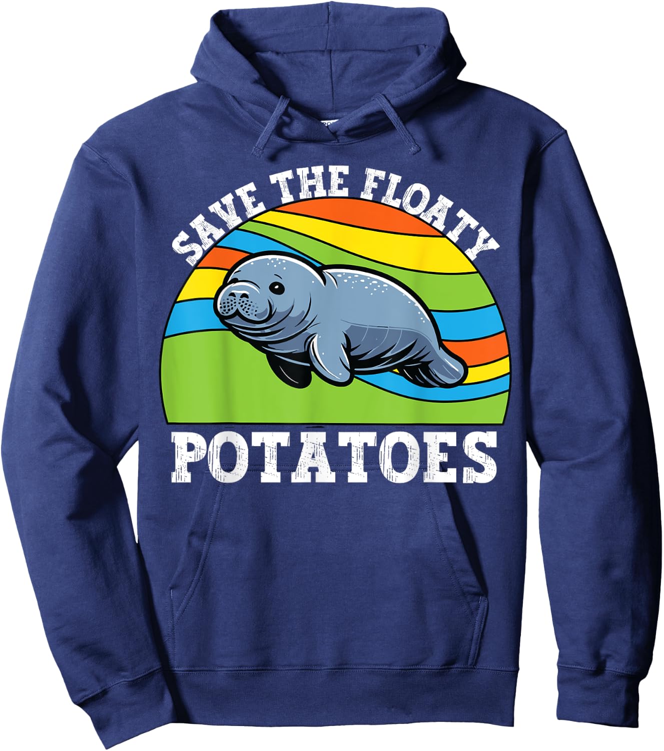 Save the Floaty Potatoes Manatee Hoodie - Hoodie | Navy