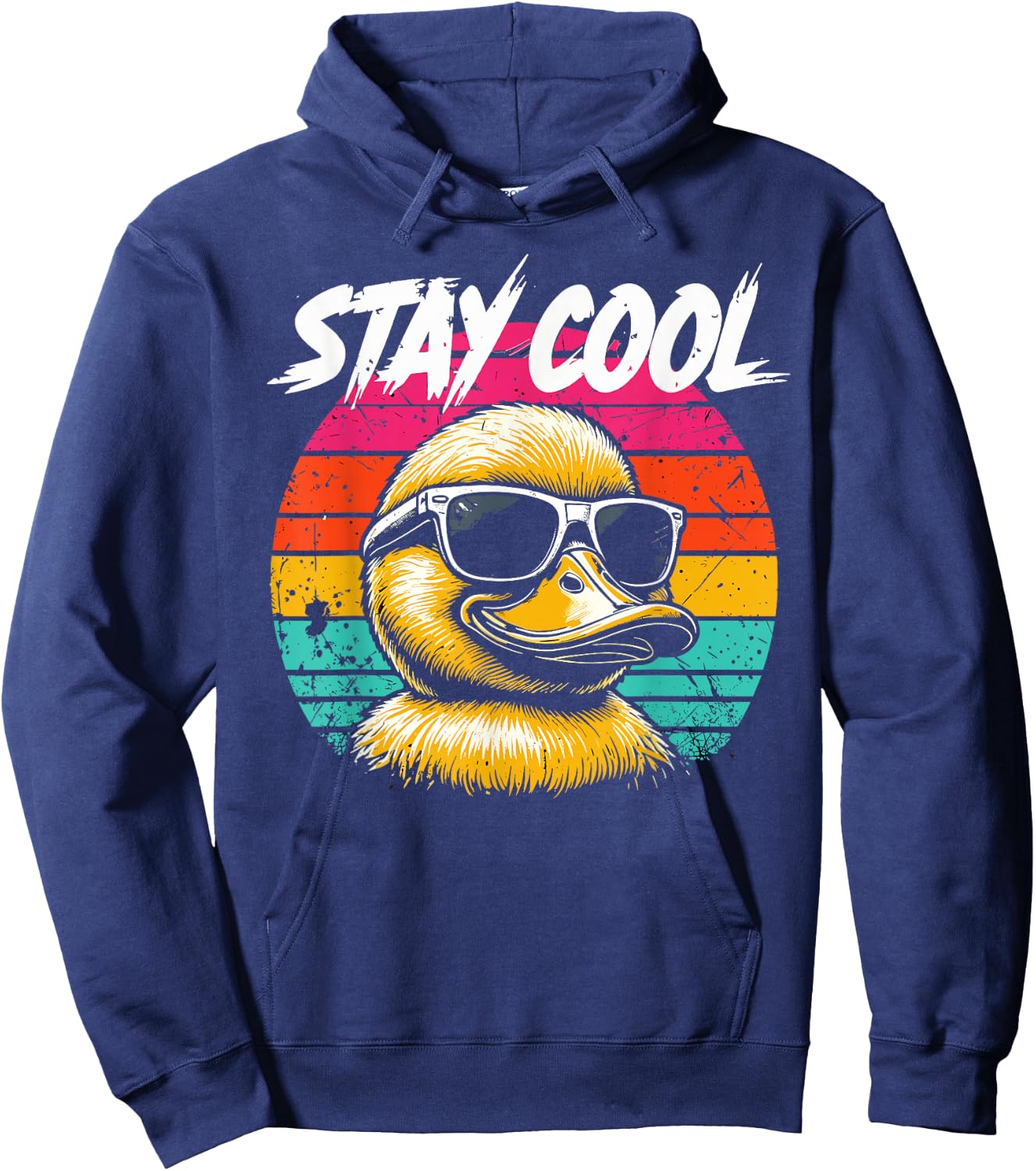 Stay Cool Duck Stuff Ducks Product Vintage Sunset Retro Duck Hoodie - Hoodie | Navy