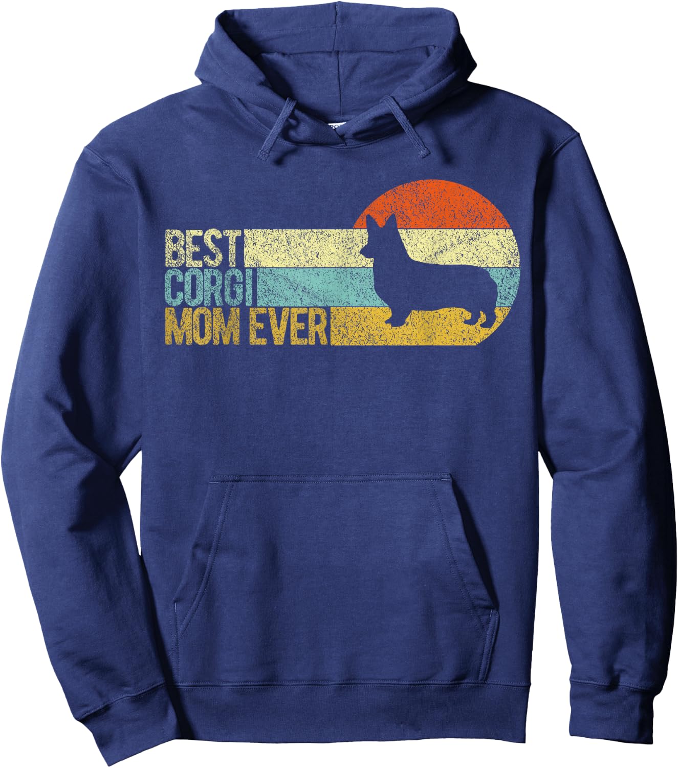 Best Corgi Mom Ever Corgi Mama Dog Mom Retro Women Kids Hoodie - Hoodie | Navy