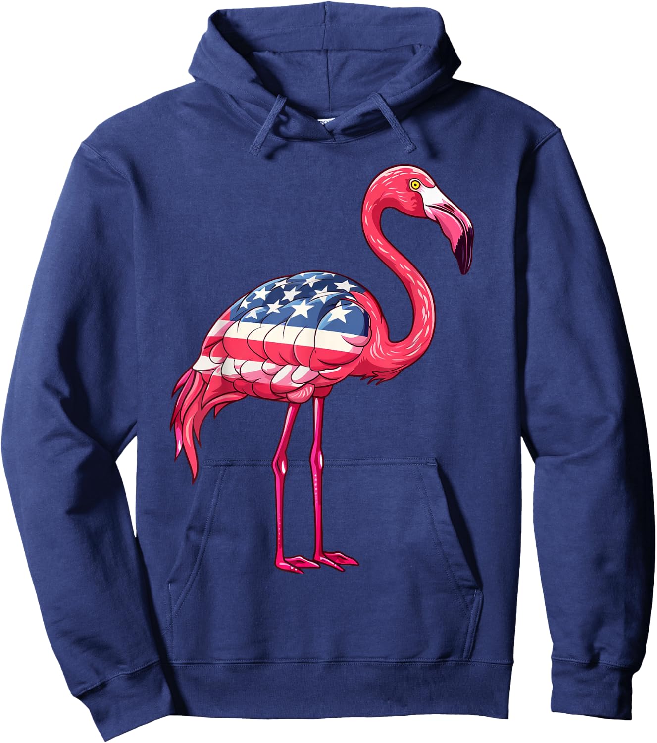 Flamingos American Flag 4th of July Flamingos Gifts Women Hoodie - Hoodie | Navy