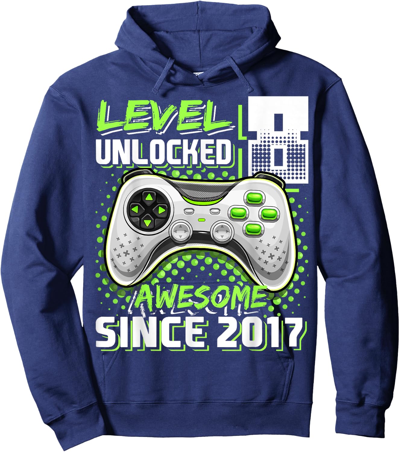 8th Birthday Boy Level 8 Gamer 8 Year Video Game Party Hoodie - Hoodie | Navy