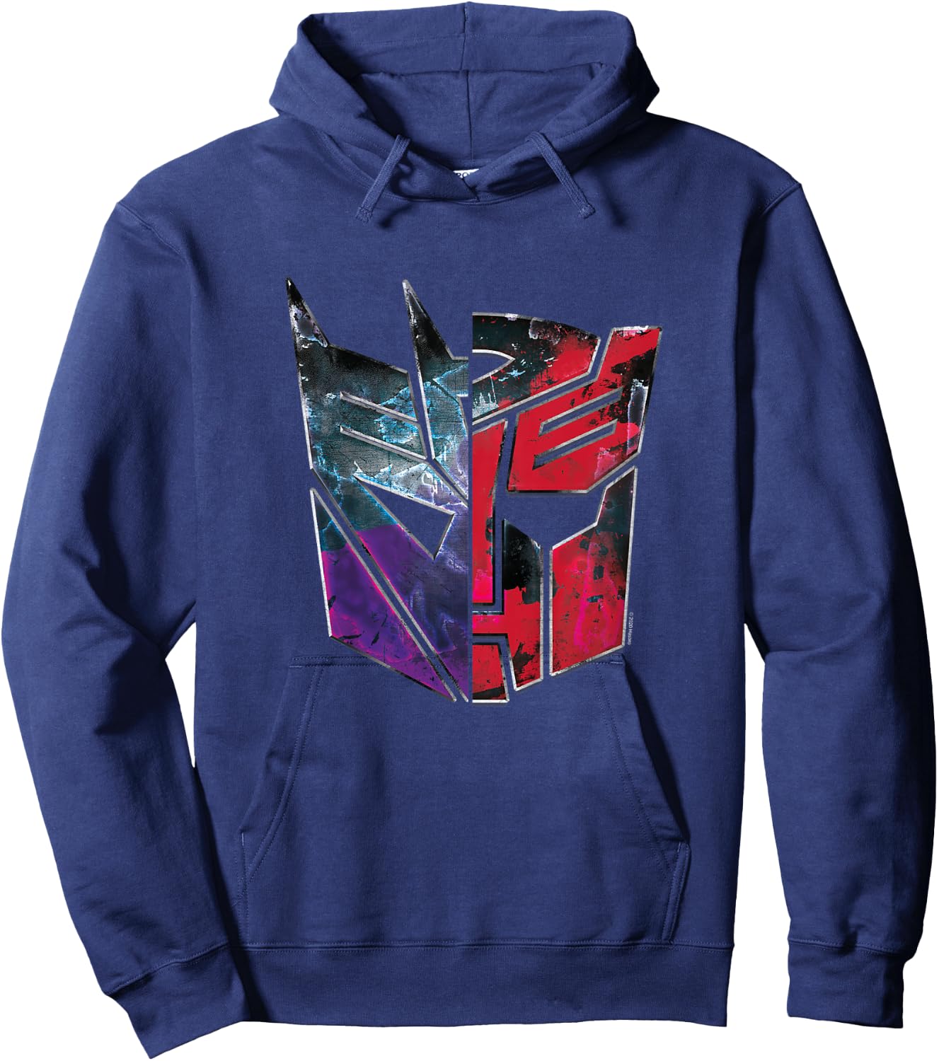 Kinder Transformers Autobot Decepticon Split Face Faded Logo Hoodie - Hoodie | Navy