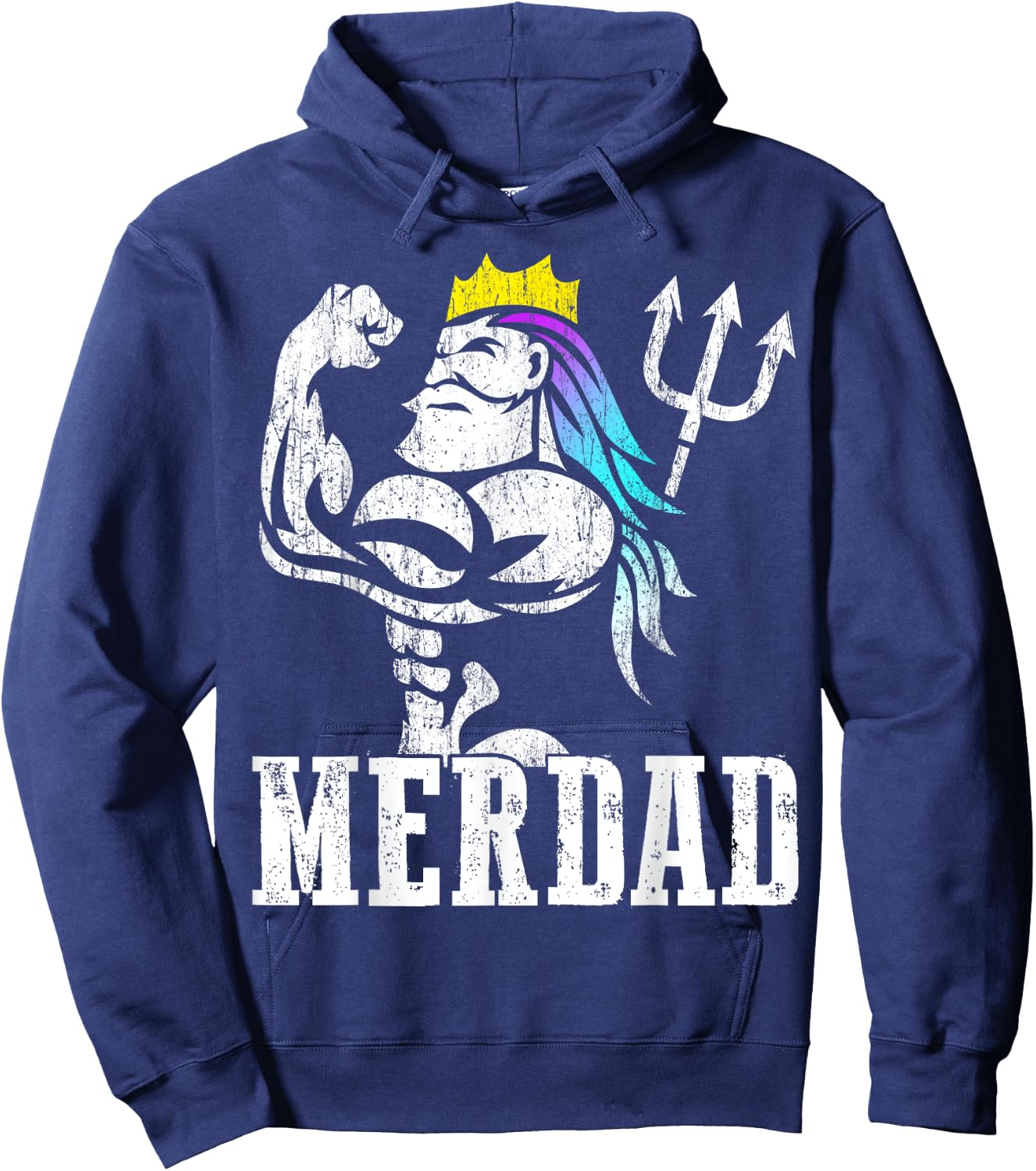 Merdad Papa Mermaid Workout Weightlift New Mer Dad Daughter Hoodie - Hoodie | Navy