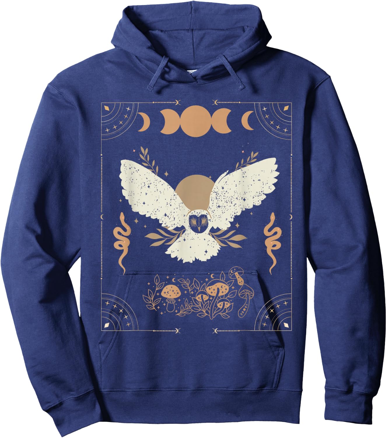 Dark Academia Aesthetic Celestial Boho Tarot Witchy Owl Hoodie - Hoodie | Navy