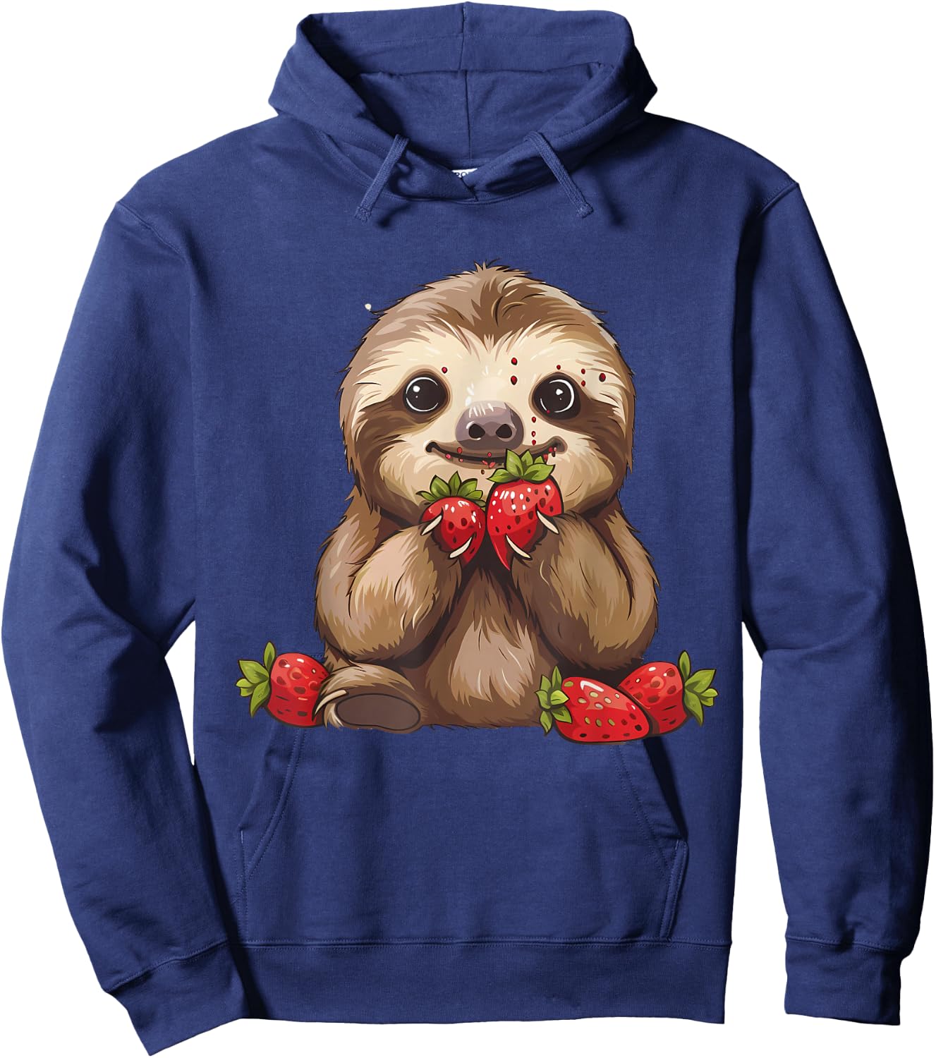 Strawberry Sloth Drawing Artwork Strawberries Cute Sloth Hoodie - Hoodie | Navy